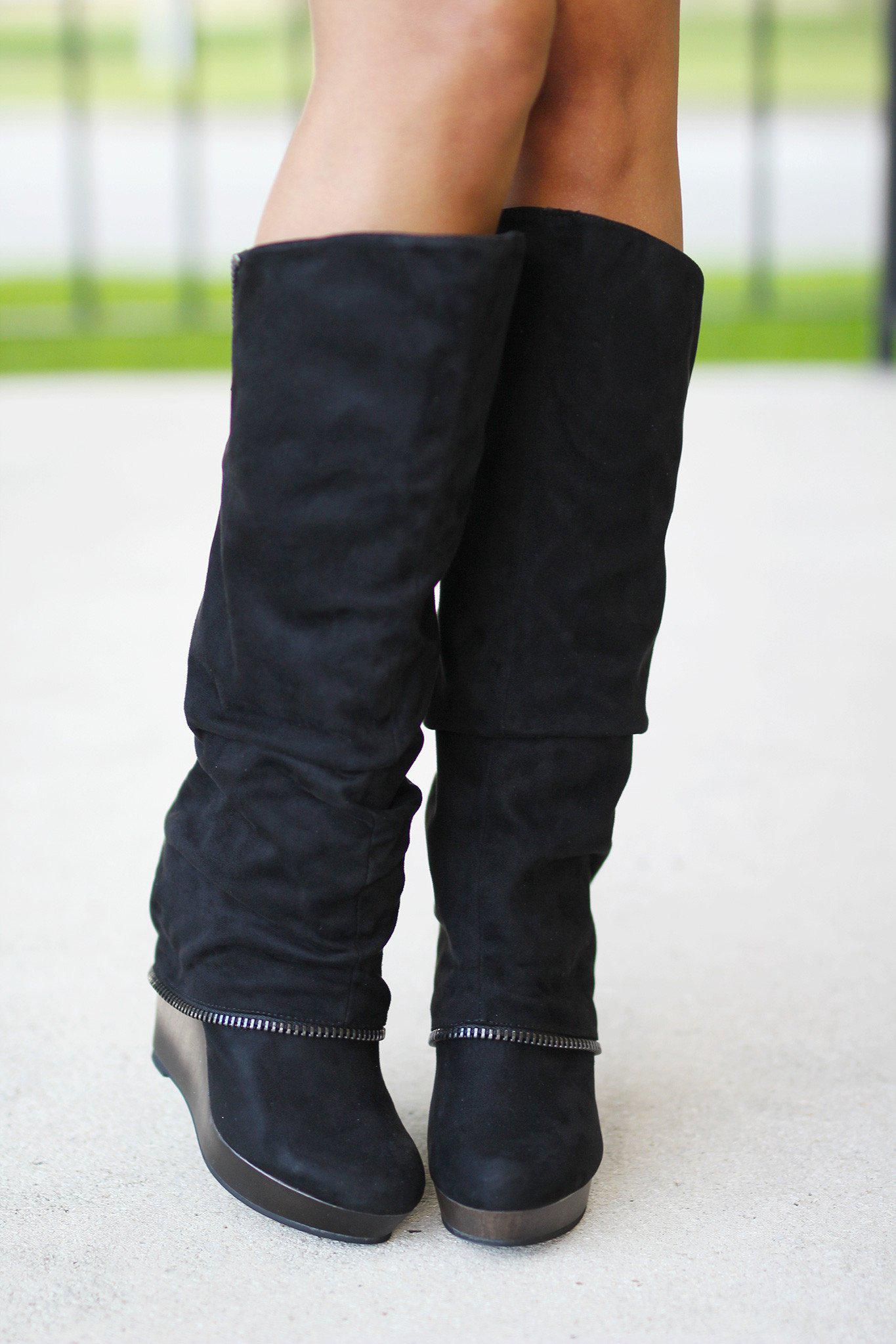 black wedge boots with arch support