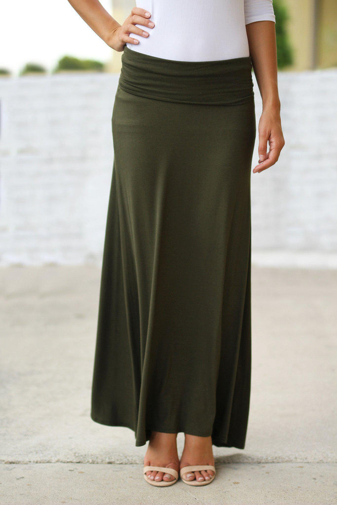 Olive Maxi Skirt | Olive Long Skirt | Olive Casual Skirt | Cute Skirt ...