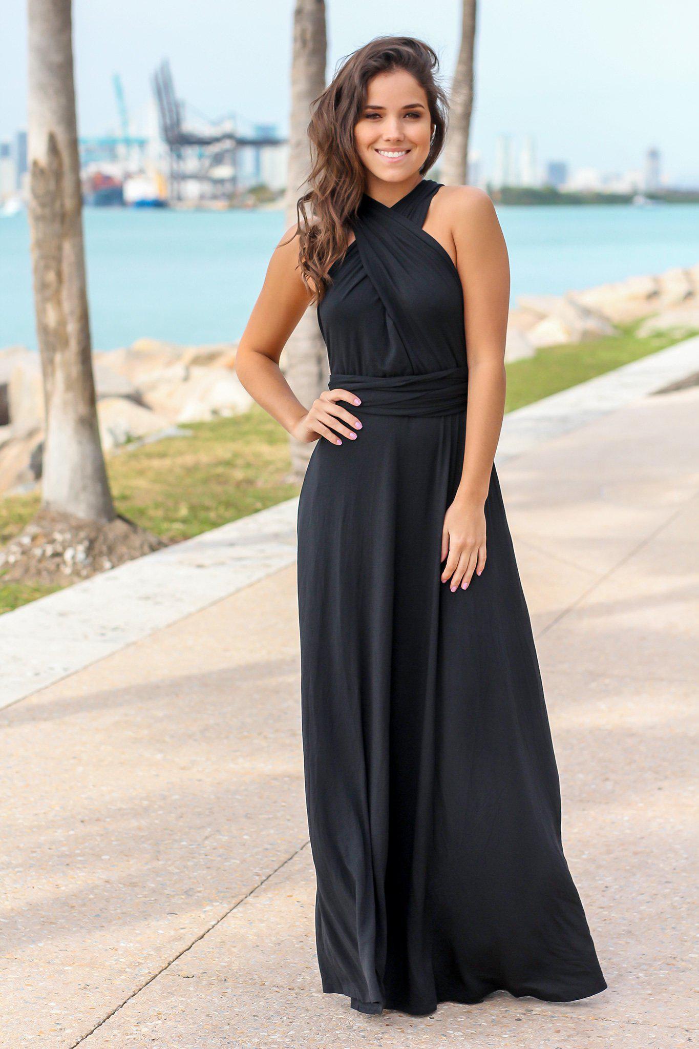 Black Tie Maxi Dress with Open Back | Maxi Dresses – Saved by the Dress