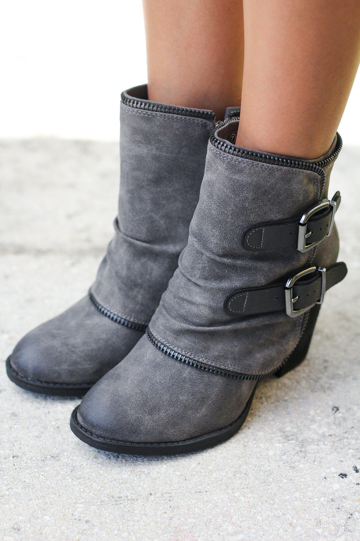 Vaca Gray Booties | Online Boutiques – Saved by the Dress