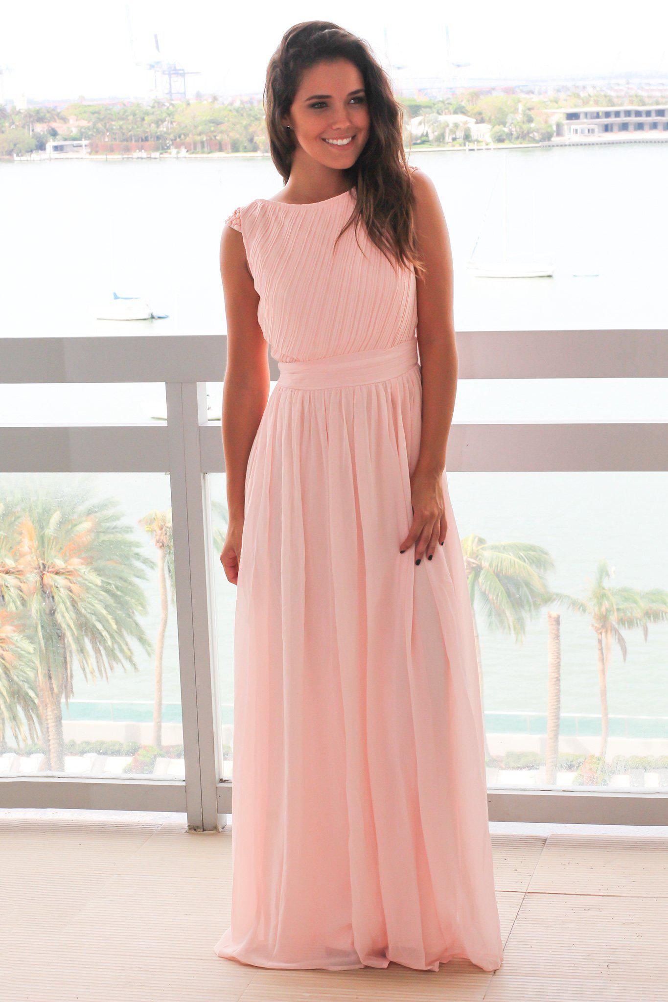 pink maxi dresses with sleeves