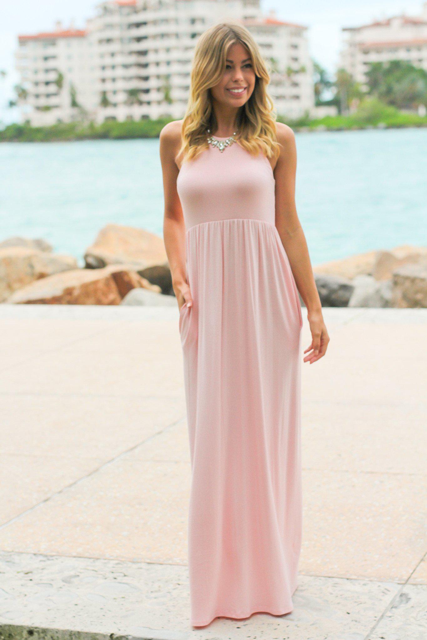 pink casual maxi dress