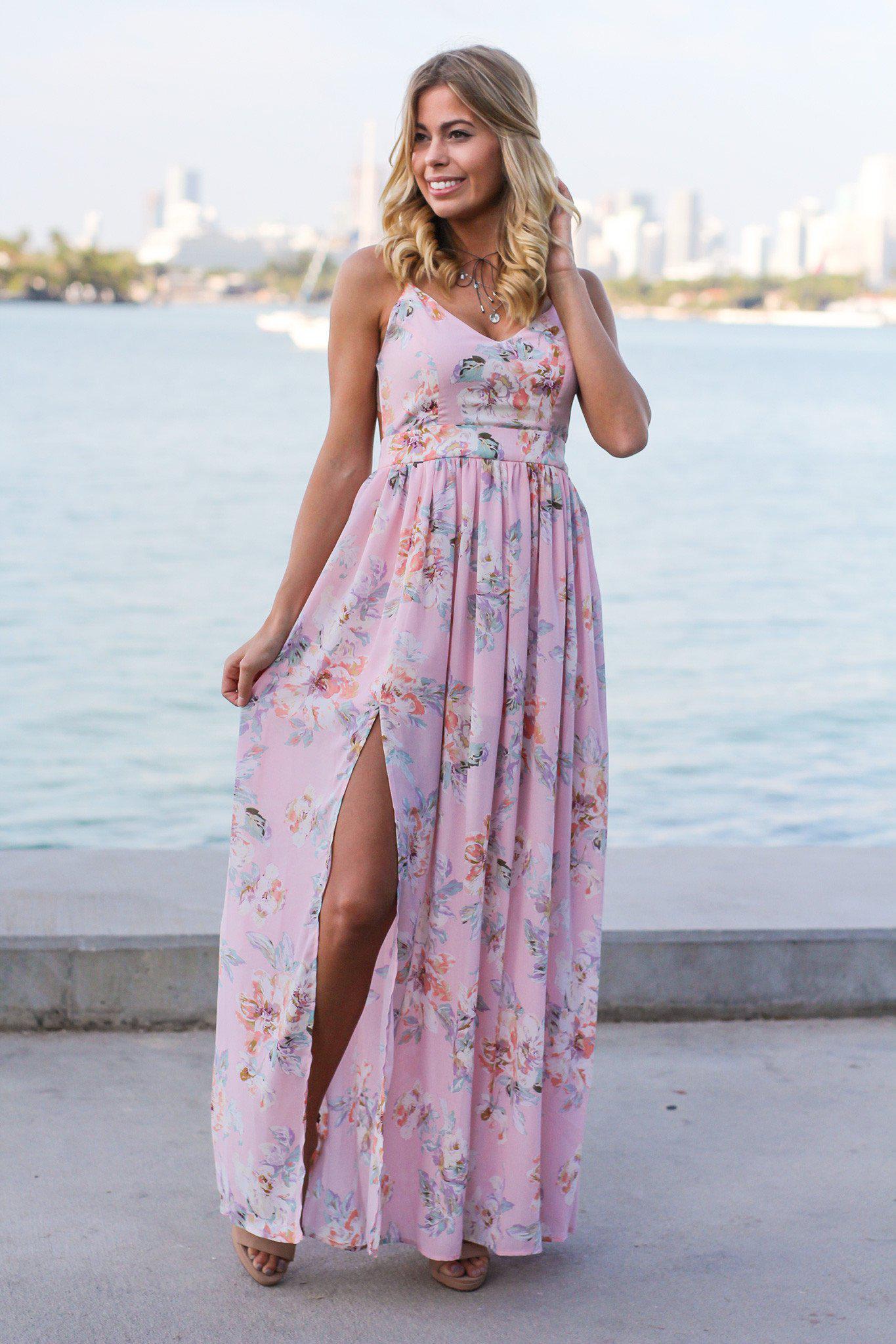 floral maxi dress pink