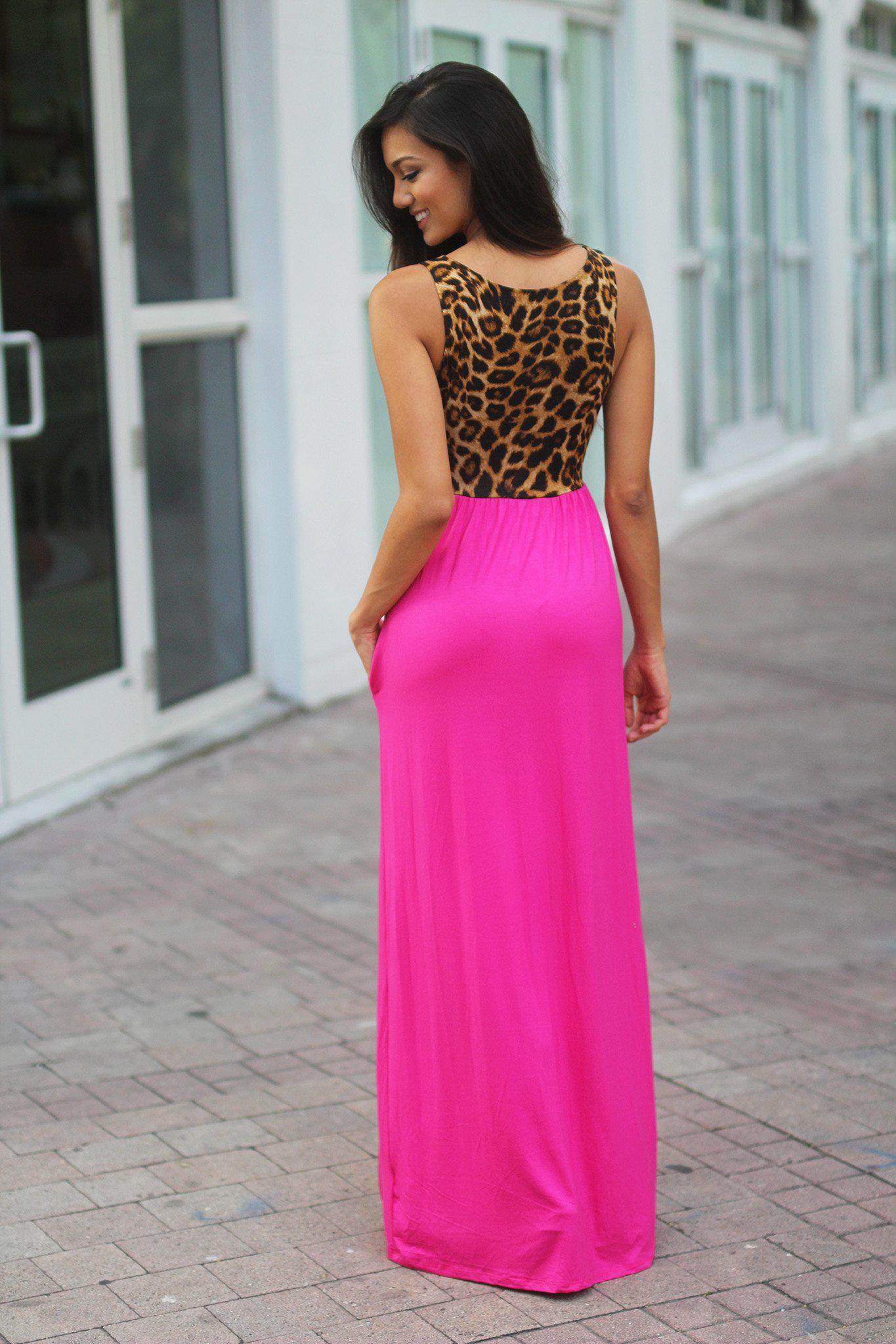 Pink Leopard Maxi Dress with Pockets | Pink Maxi Dress – Saved by the Dress