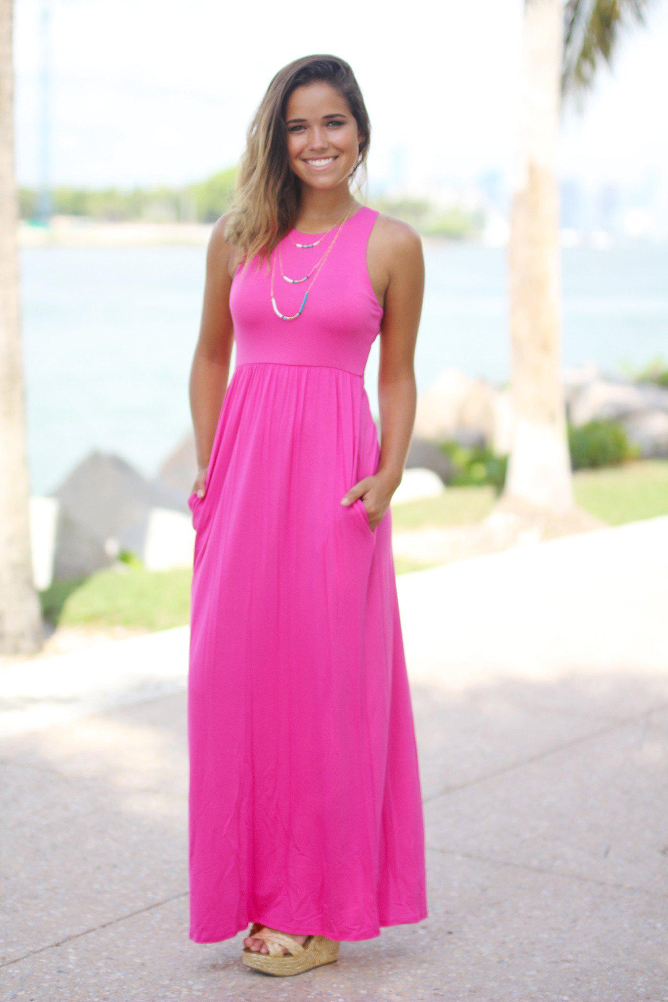 Pink Maxi Dress with Pockets | Maxi Dresses – Saved by the Dress