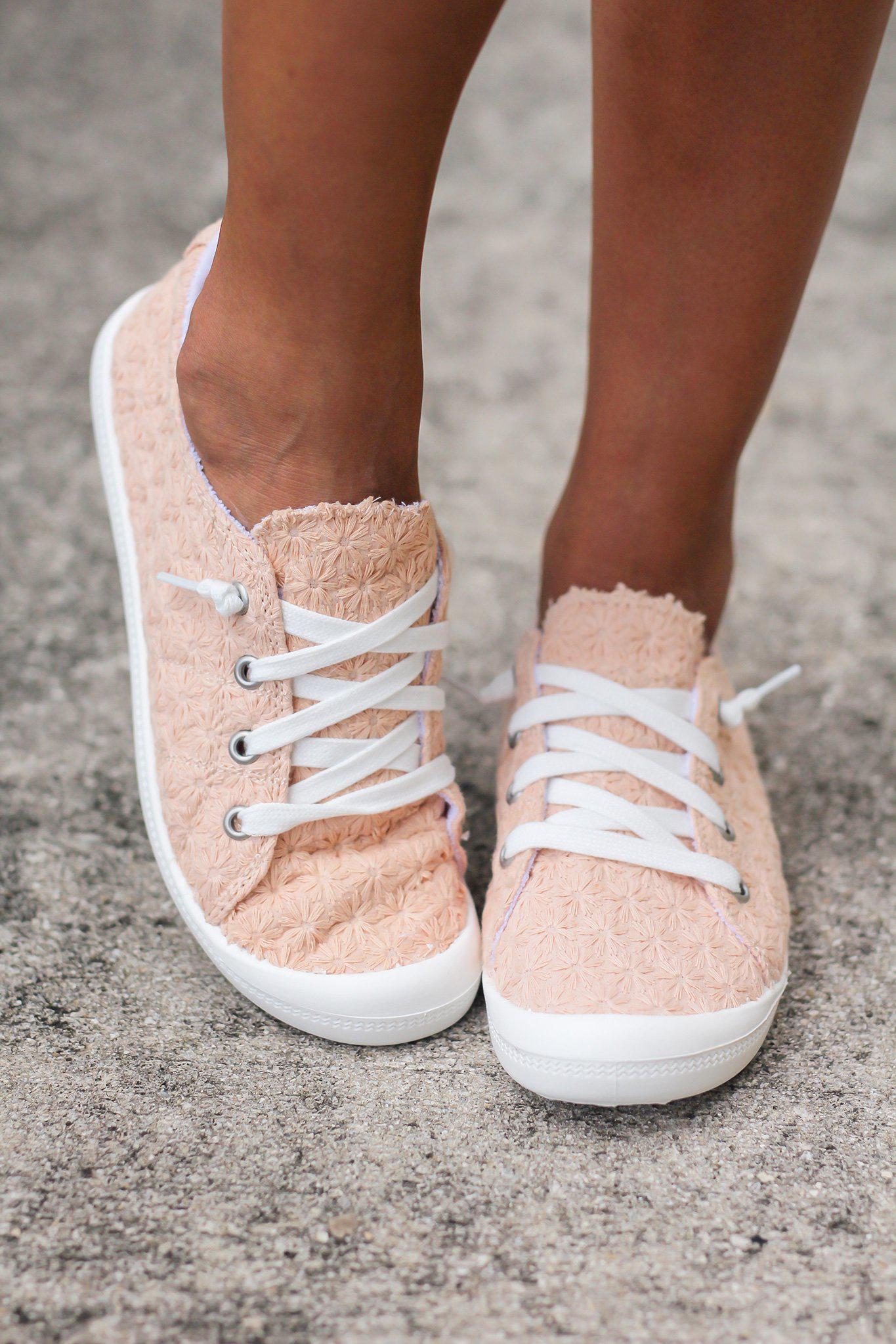 blush color sneakers