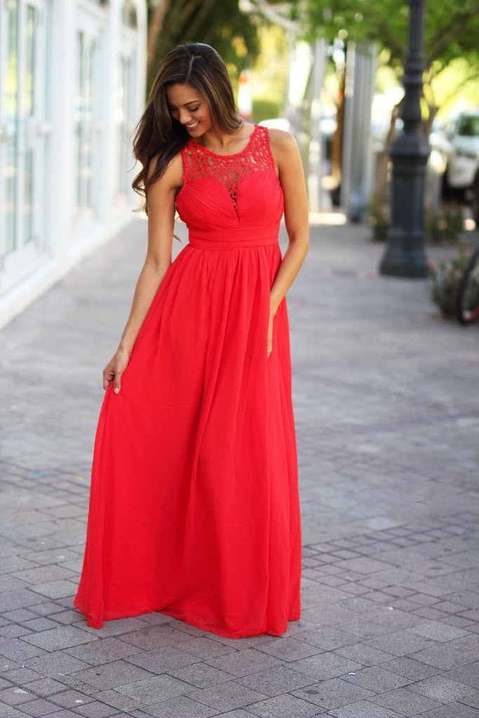 Coral Crochet Dress | Coral Dress | Bridesmaid Dress – Saved by the Dress