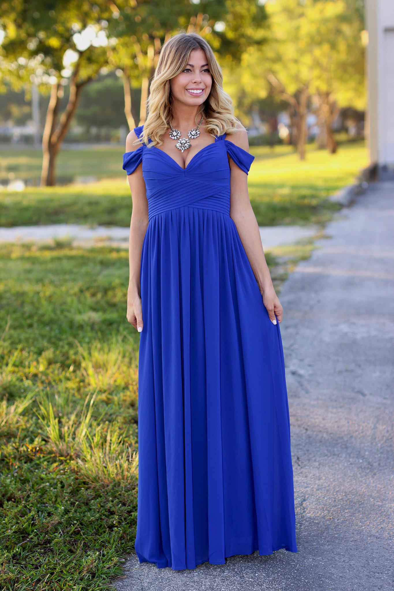 Royal Blue Off Shoulder Maxi Dress Royal Blue Maxi Dress Long Dress Saved By The Dress 6200