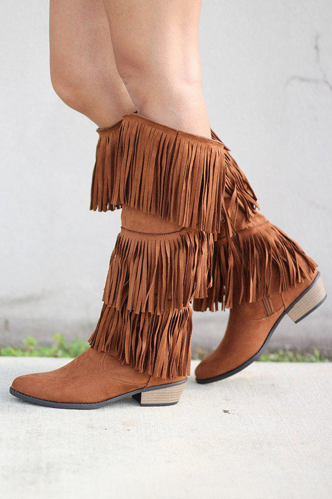 Rust Fringe Boots | Rust Boots | Fringe Cute Boots – Saved by the Dress