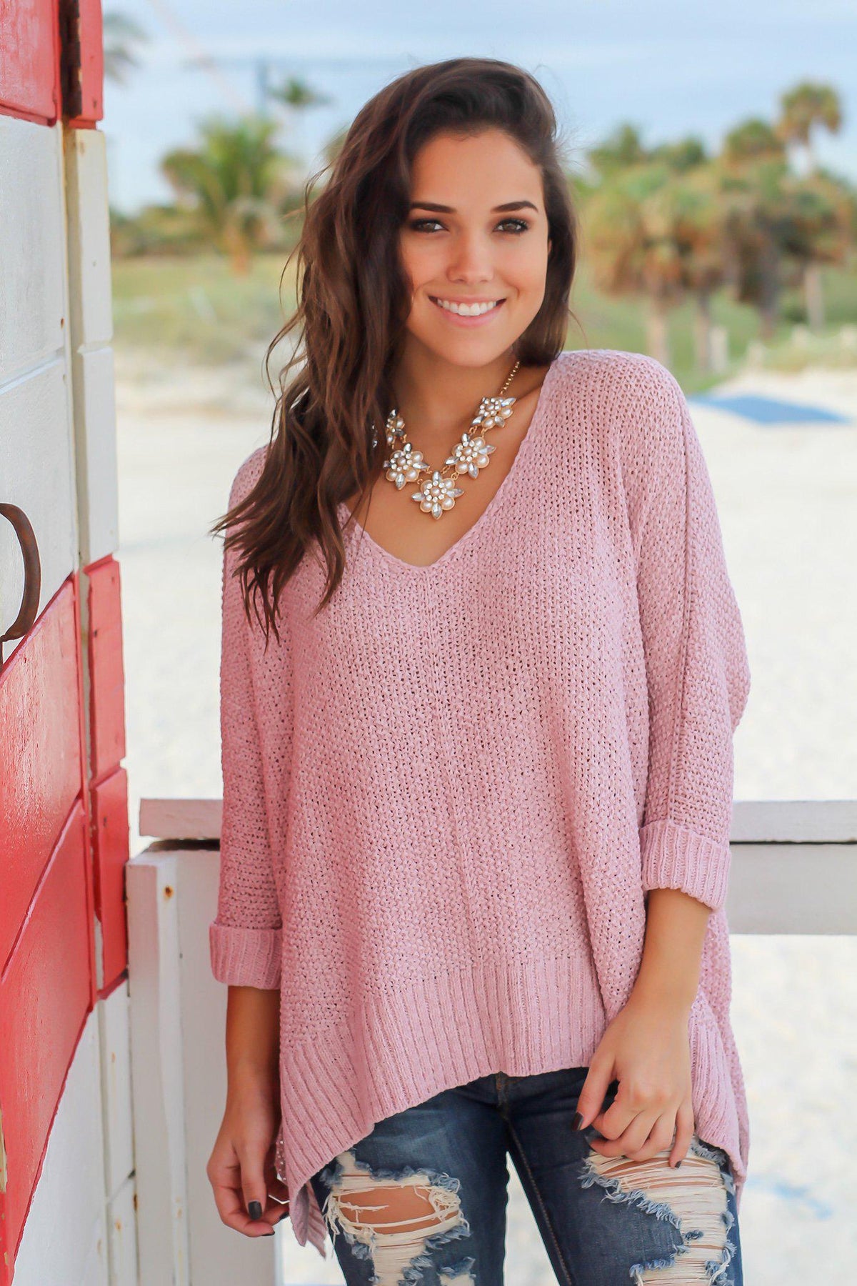 Pink Knit Sweater | Sweaters – Saved by the Dress