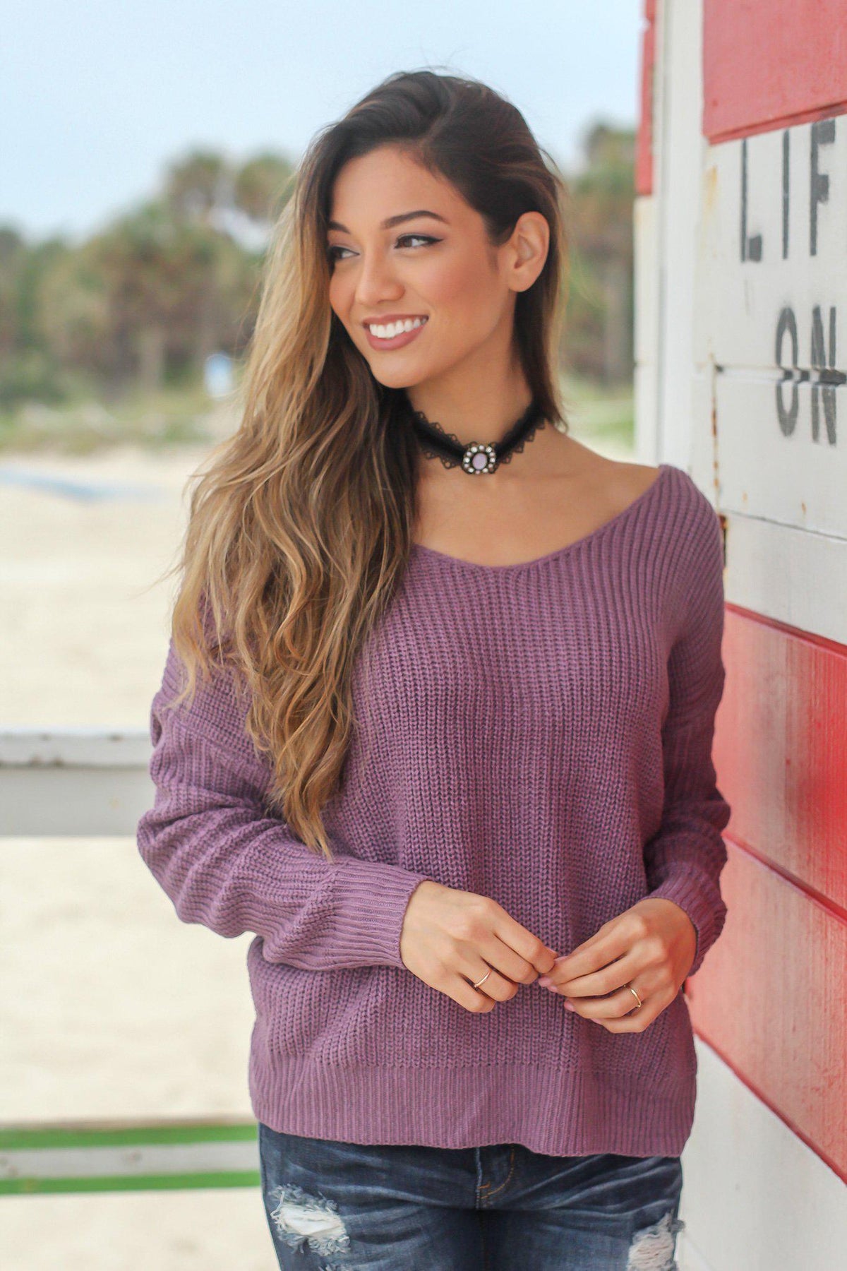 Lilac Knit Sweater with Twist Detail | Cute Sweaters – Saved by the Dress