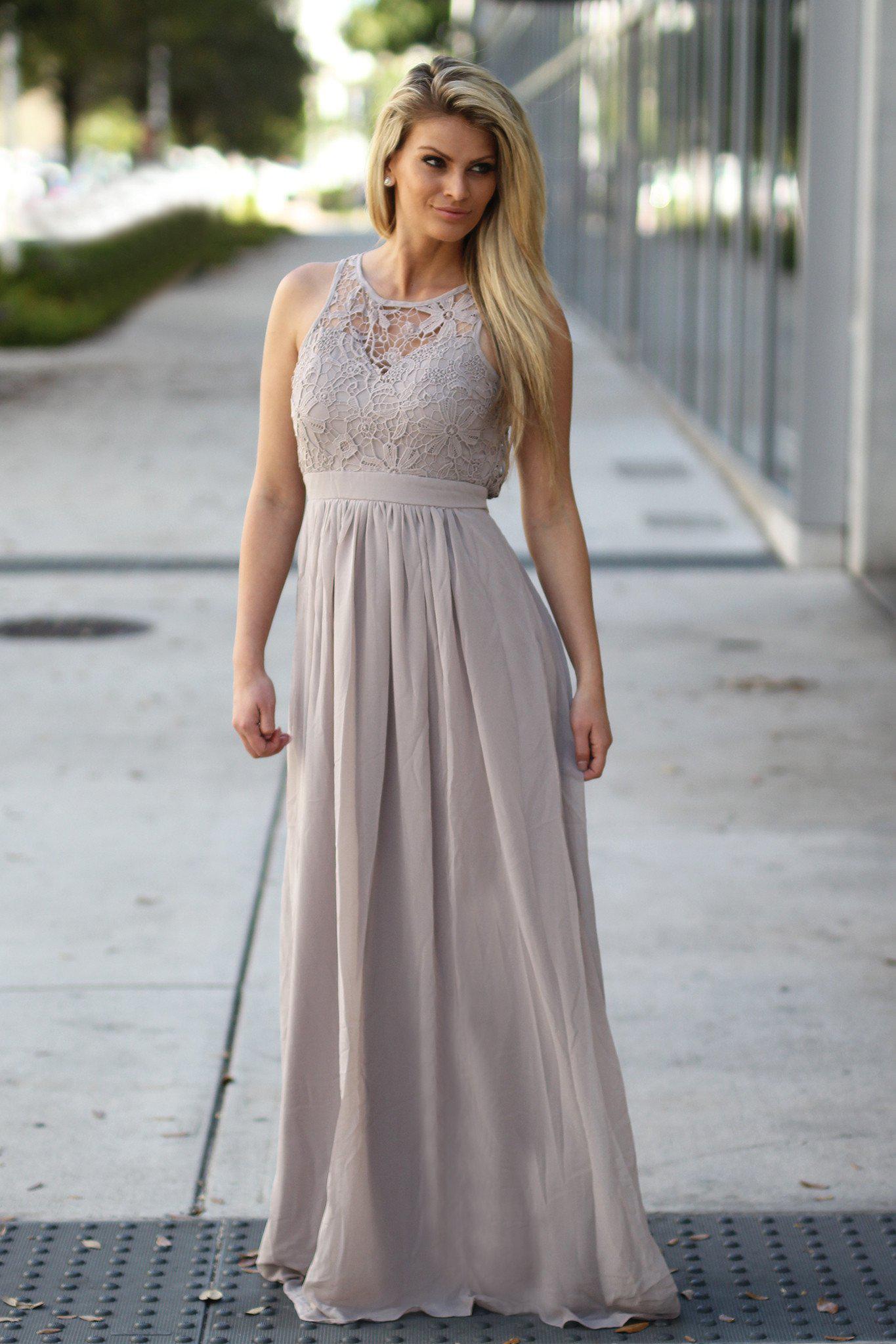 taupe long dresses