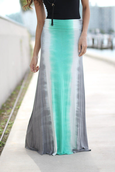 Mint And Gray Tie Dye Maxi Skirt | Mint And Gray Maxi Skirt – Saved by ...