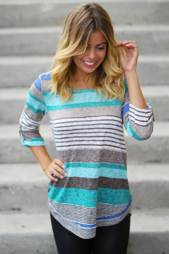 Jade Striped Top With Buttons | Jade Top | Cute Tops – Saved by the Dress