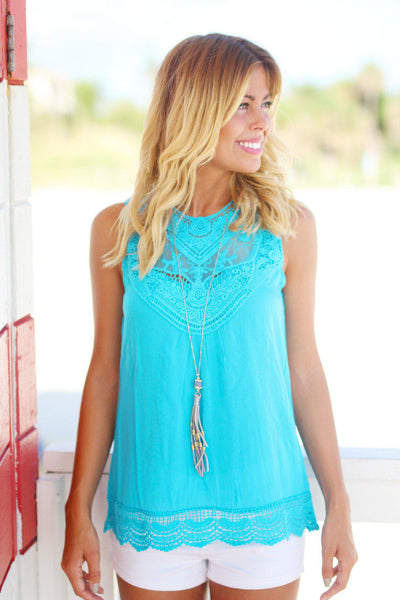 Turquoise Lace Top – Saved by the Dress