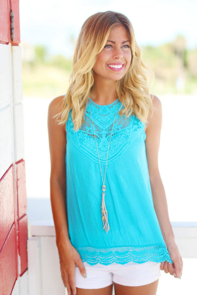 Turquoise Lace Top – Saved by the Dress