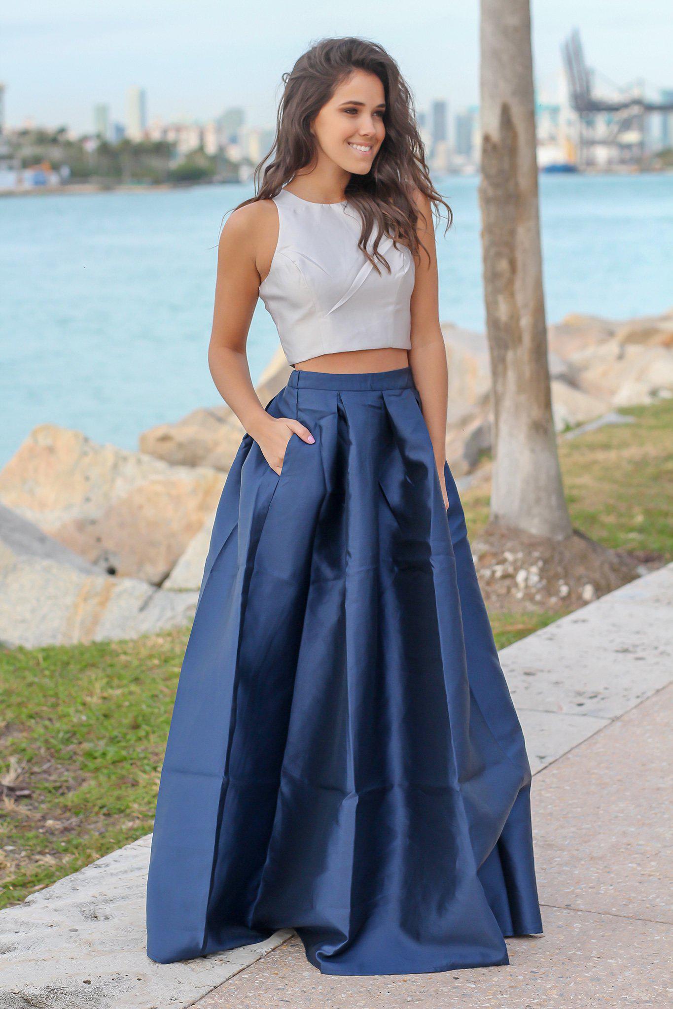 Gray and Navy Two Piece Set | Formal 