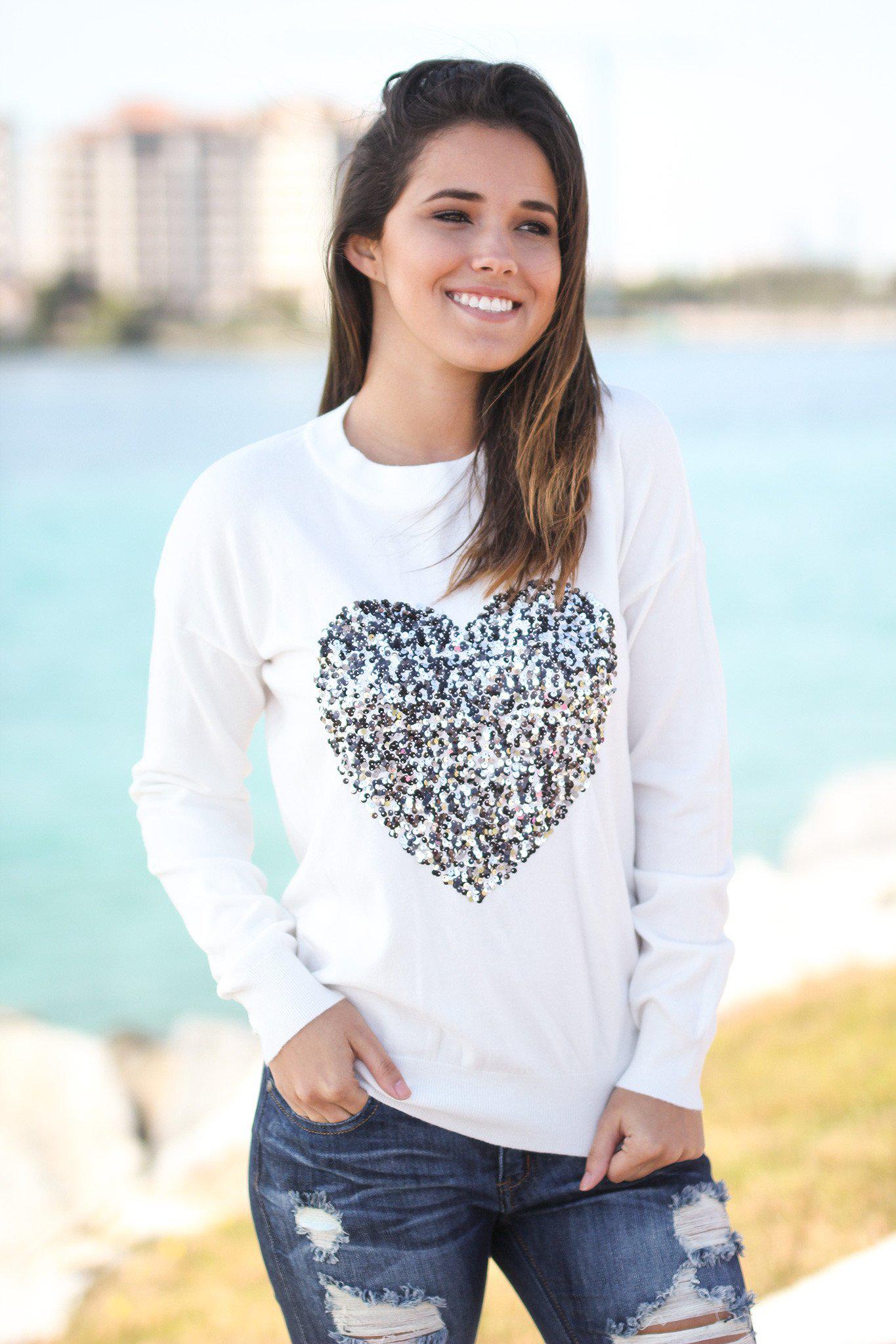 sequin heart jumper