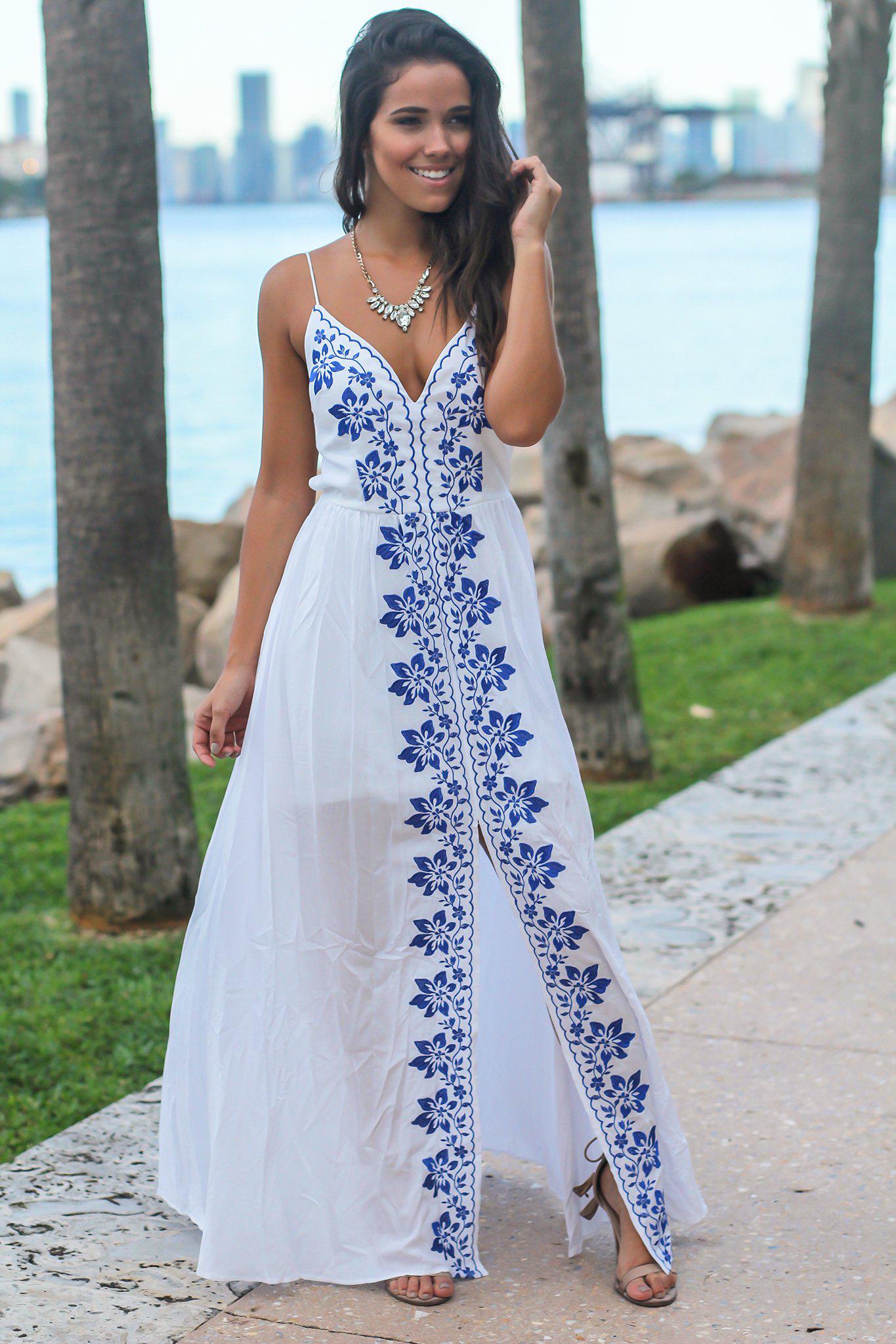 white blue maxi dress
