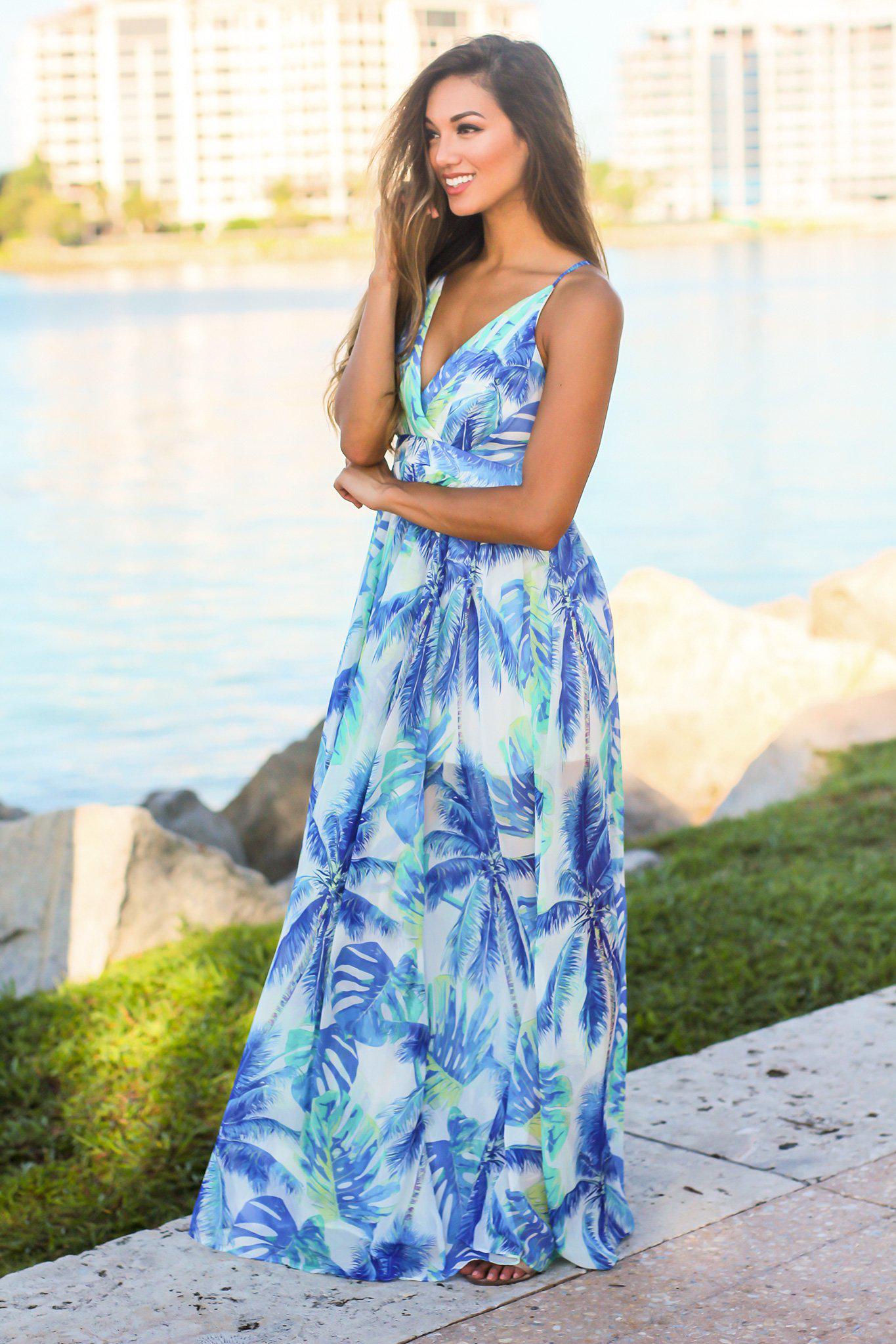 White Tropical Print Maxi Dress Maxi Dresses Saved By The Dress 6617