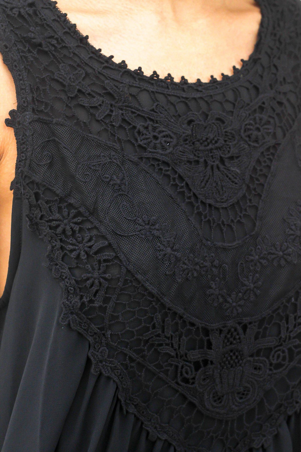 Black Chiffon Crochet Top | Cute Tops – Saved by the Dress