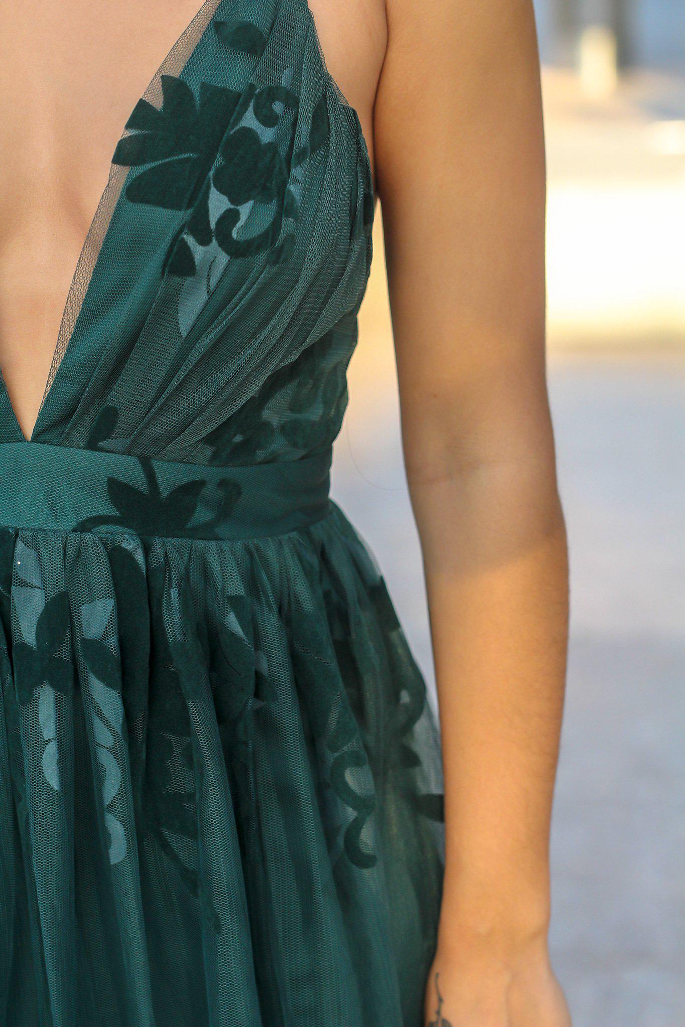 hunter green maxi dress