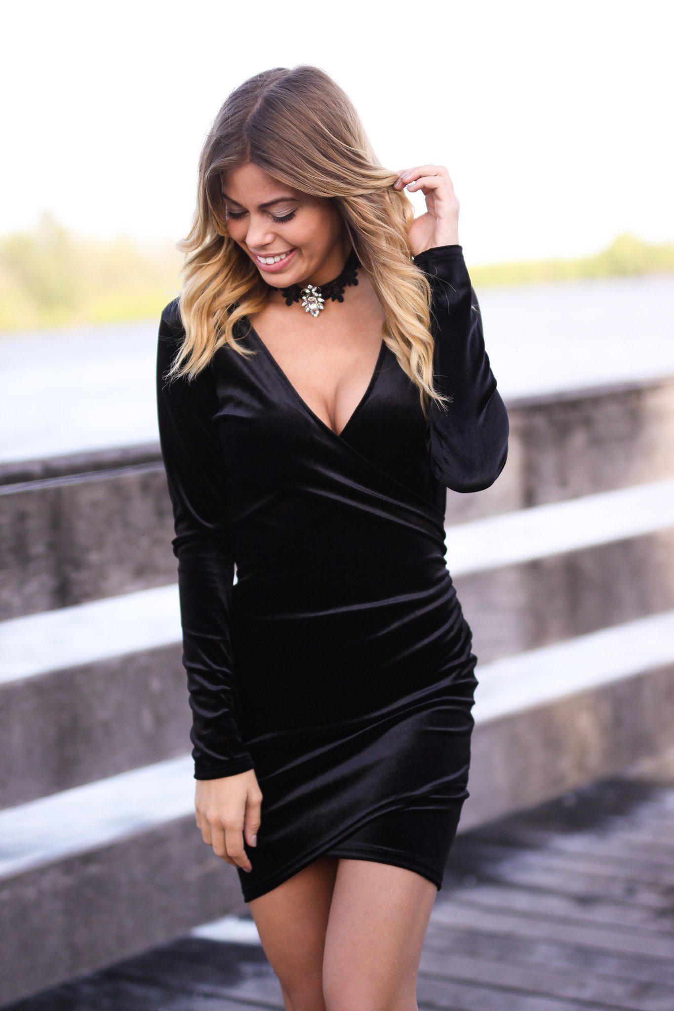 velvet little black dress