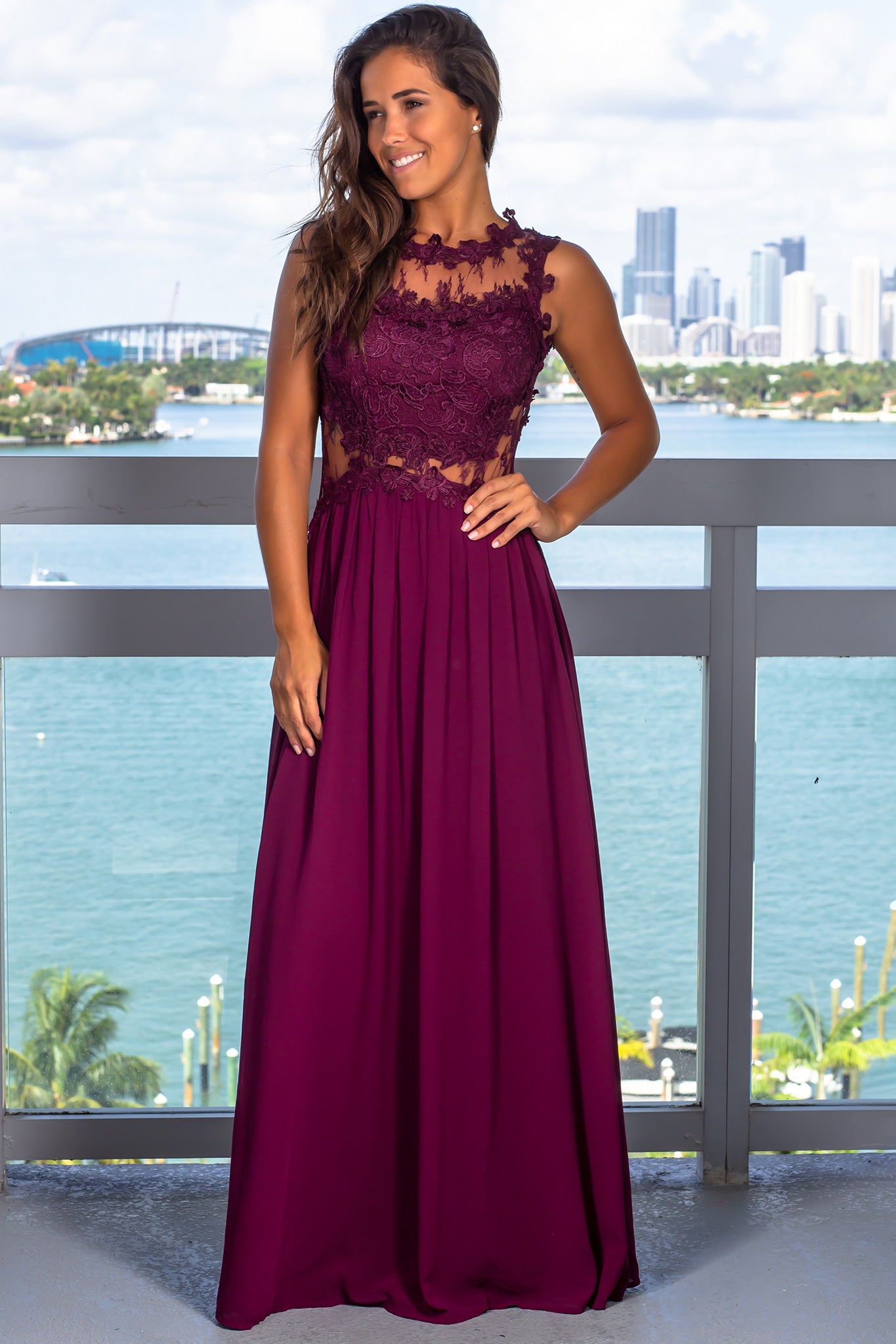 Plum Lace Top Maxi Dress Maxi Dresses Saved by the Dress