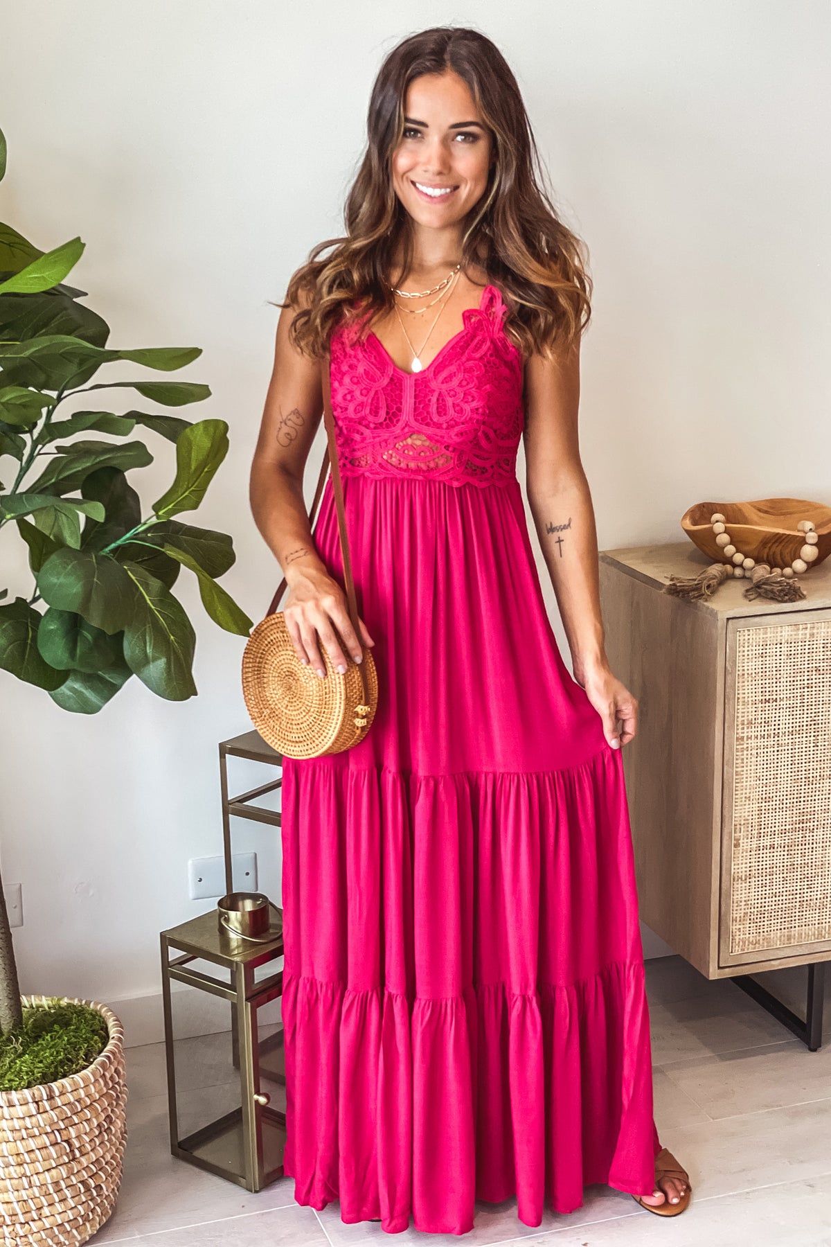 Berry Crochet Top Maxi Dress | Maxi Dresses – Saved by the Dress