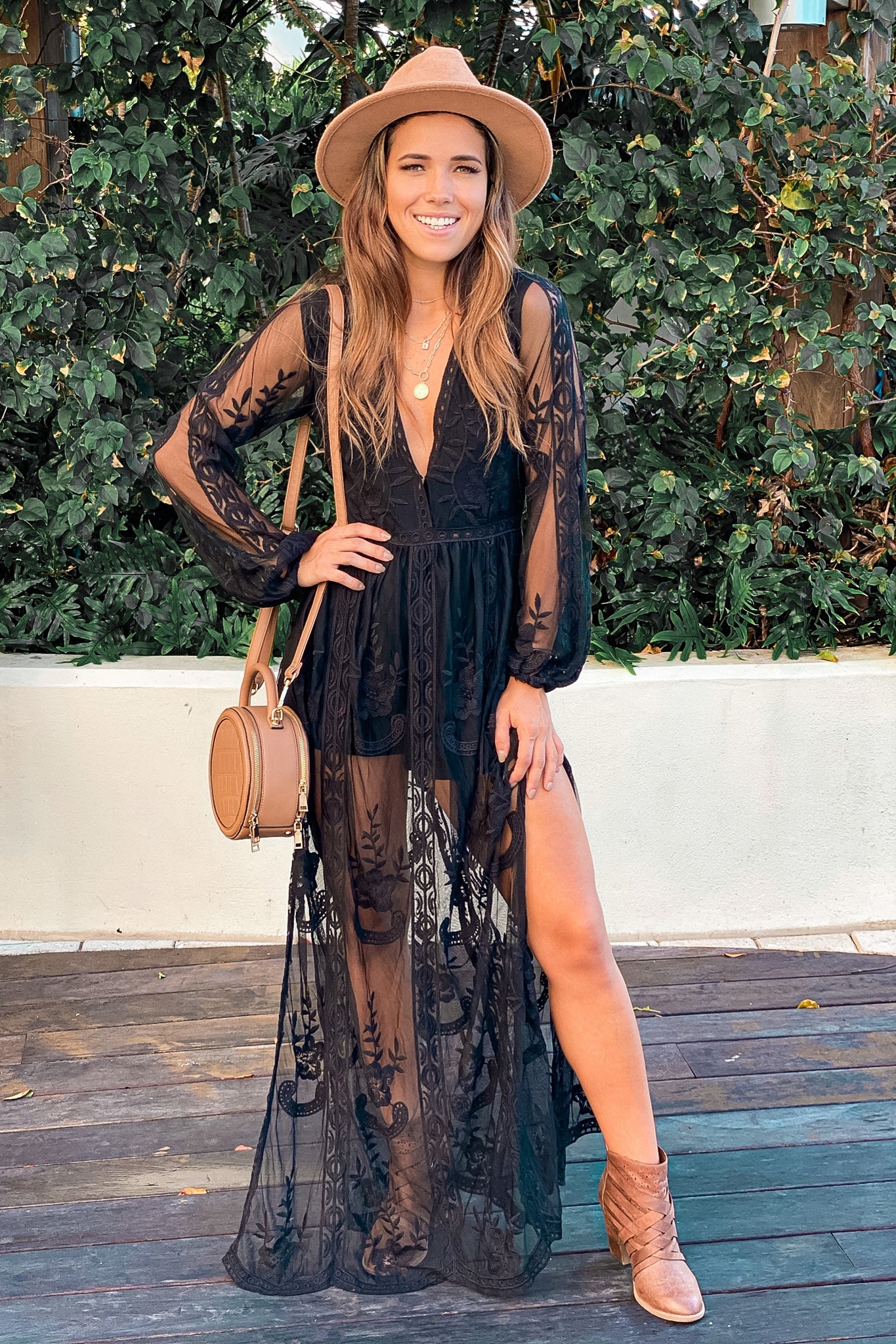 Black Lace Maxi Romper With Long Sleeves | Cute Rompers – Saved by the ...