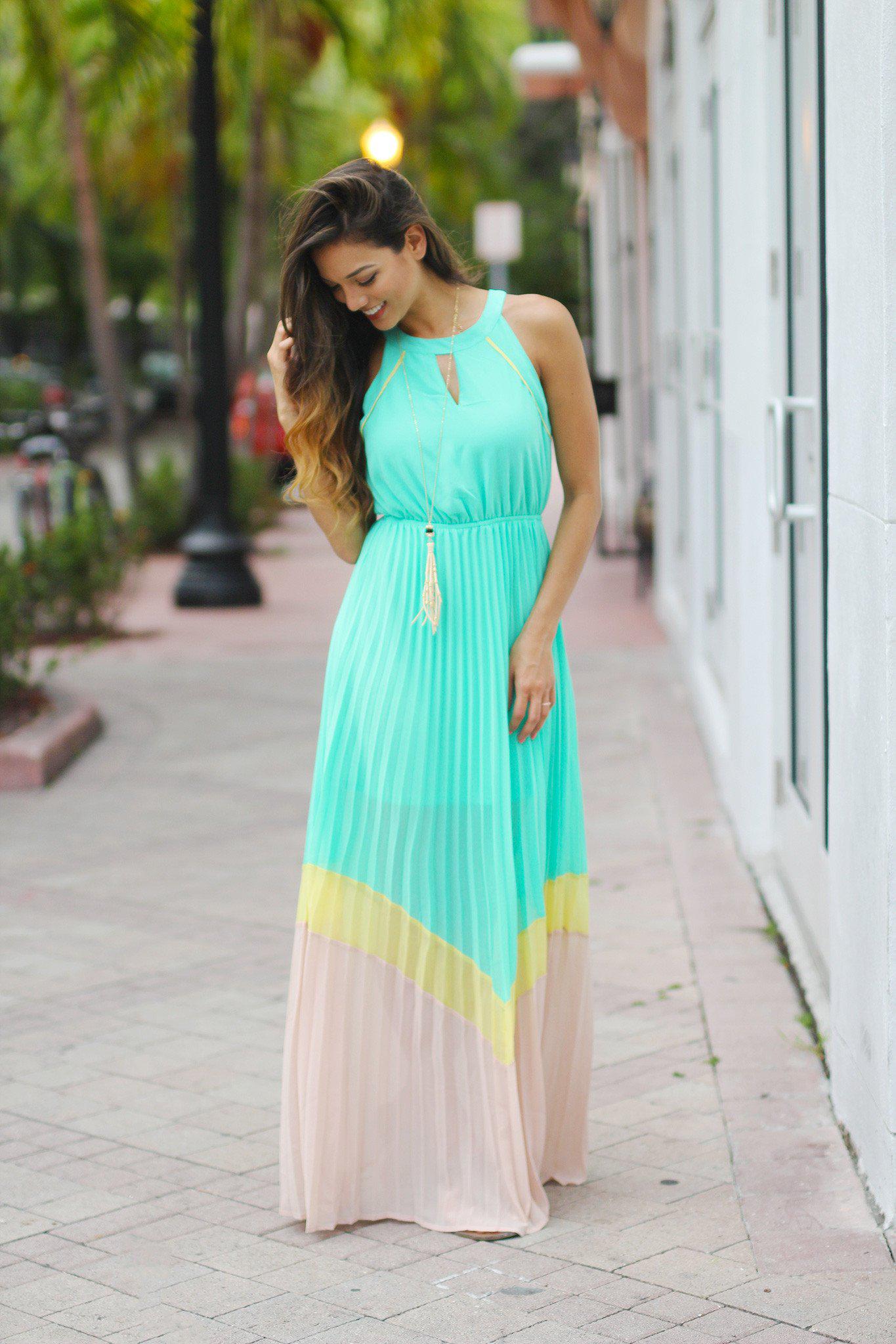 Jade Color Block Pleated Maxi Dress | Jade Maxi Dress – Saved by the Dress