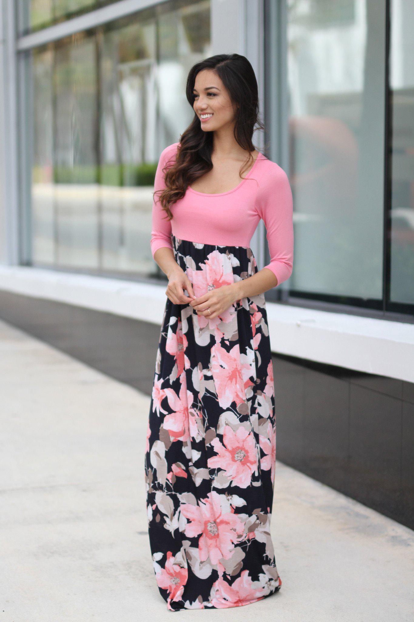 pink and navy dress