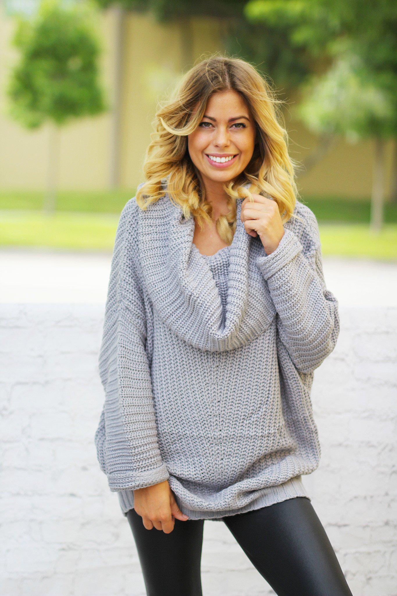 Silver Knit Oversized Sweater Knit Sweater Saved by the Dress