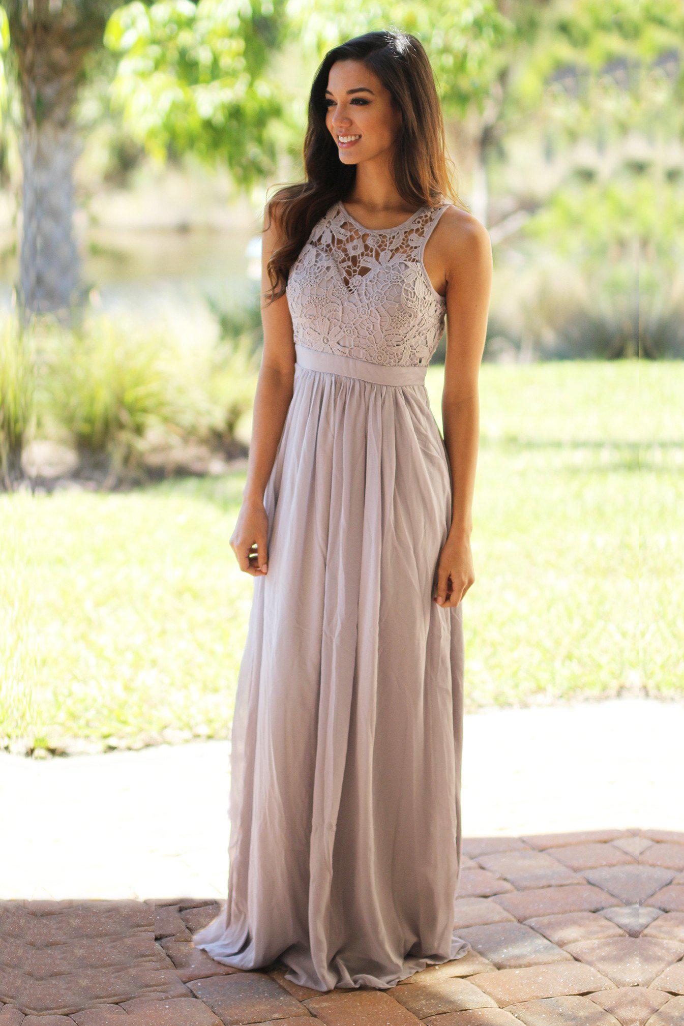 Gray Lace Maxi Dress | Bridesmaid Dresses – Saved by the Dress