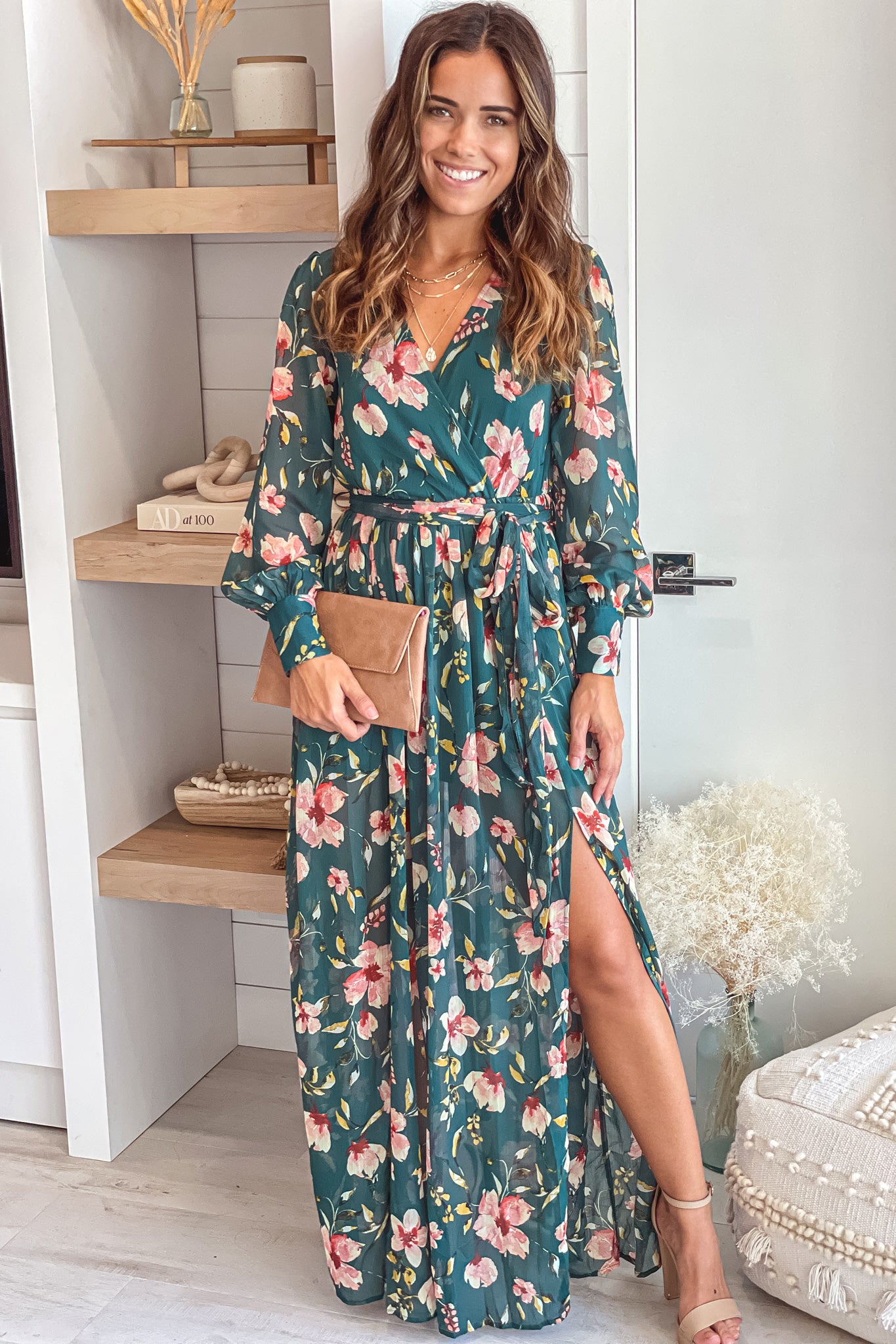 Hunter Green Floral Maxi Dress | Vacation Maxi Dress – Saved by the Dress