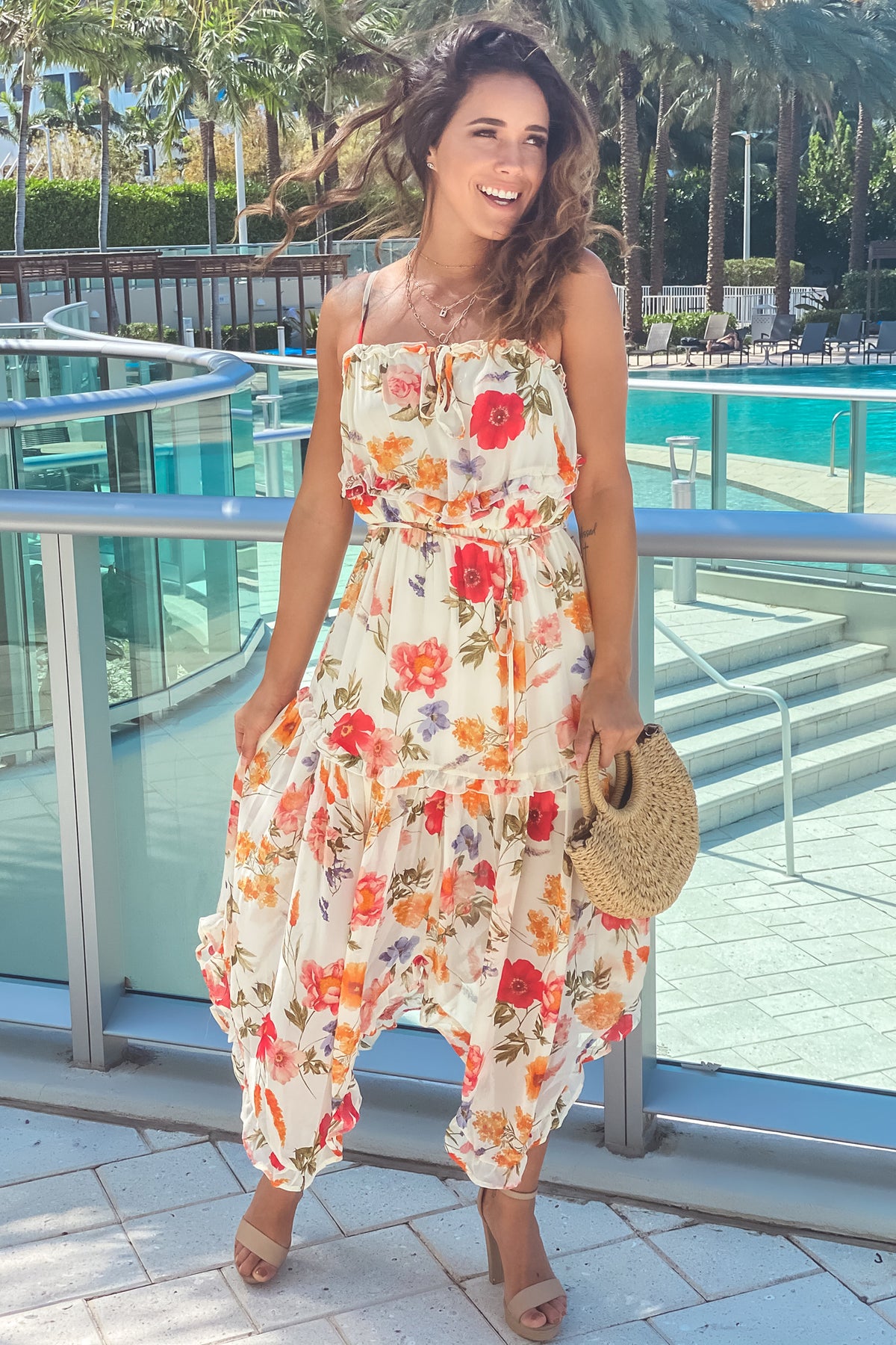 Ivory Floral Asymmetrical Dress | Maxi Dresses – Saved by the Dress