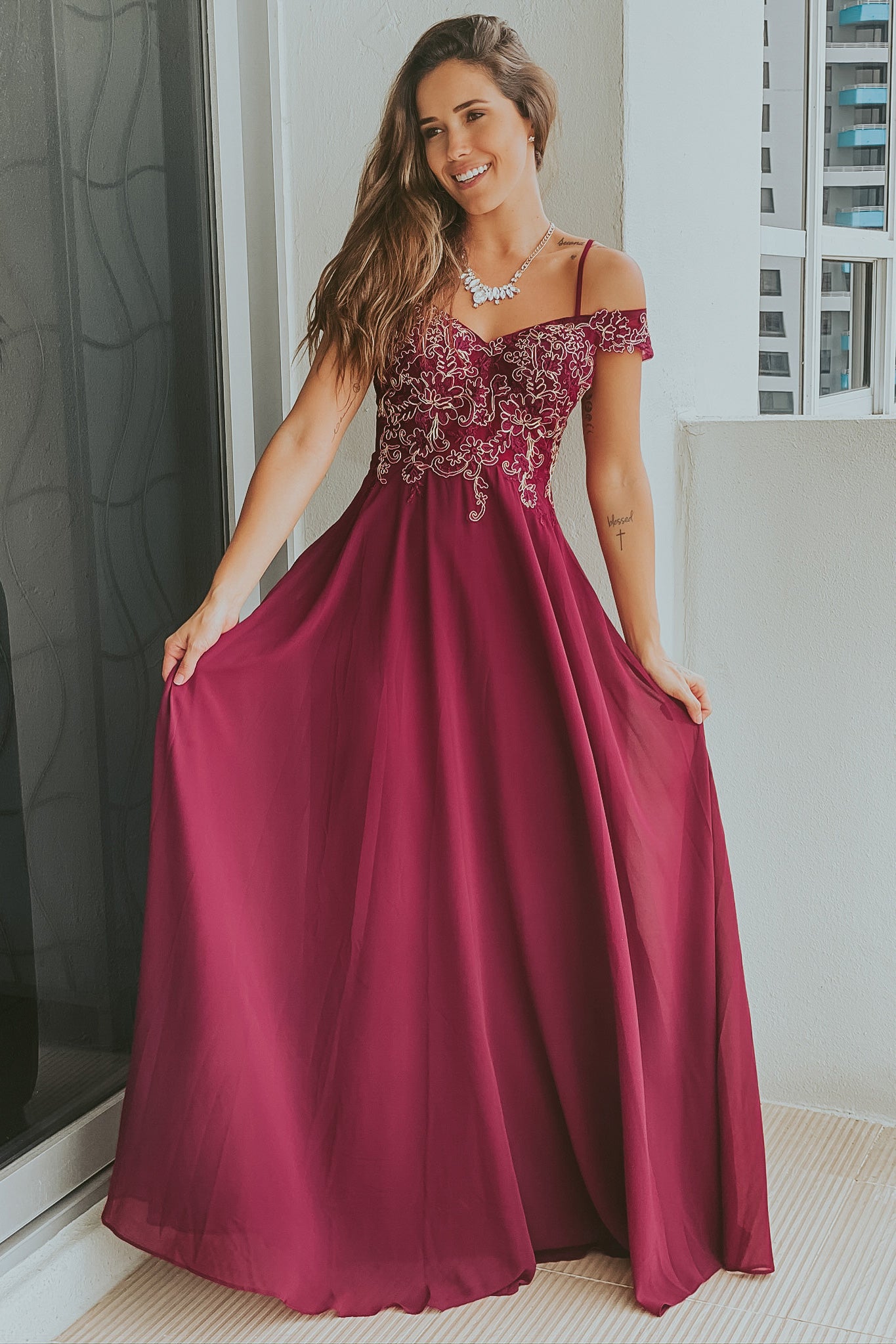 cheap burgundy maxi dress