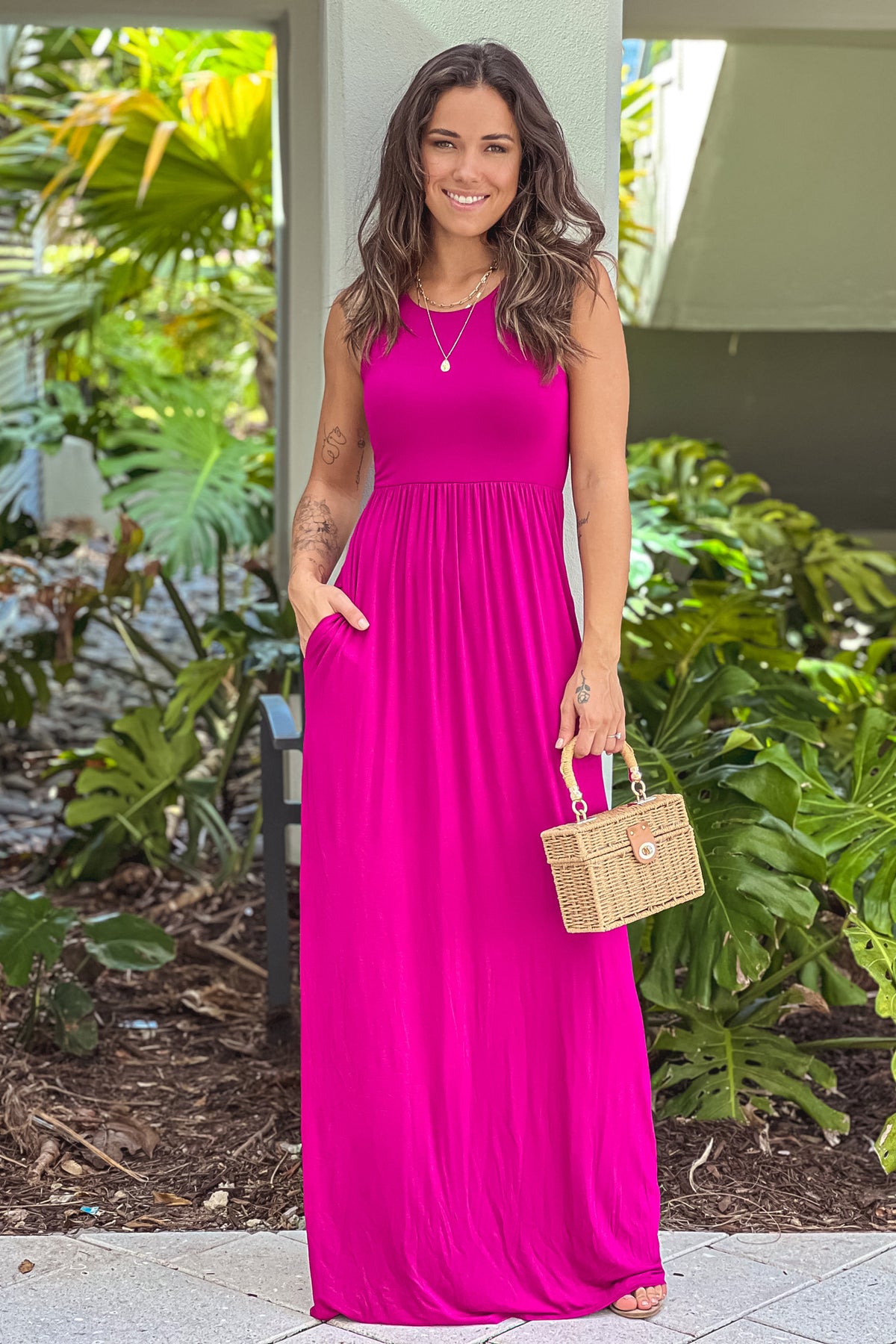 Magenta Maxi Dress with Pockets | Maxi Dresses – Saved by the Dress
