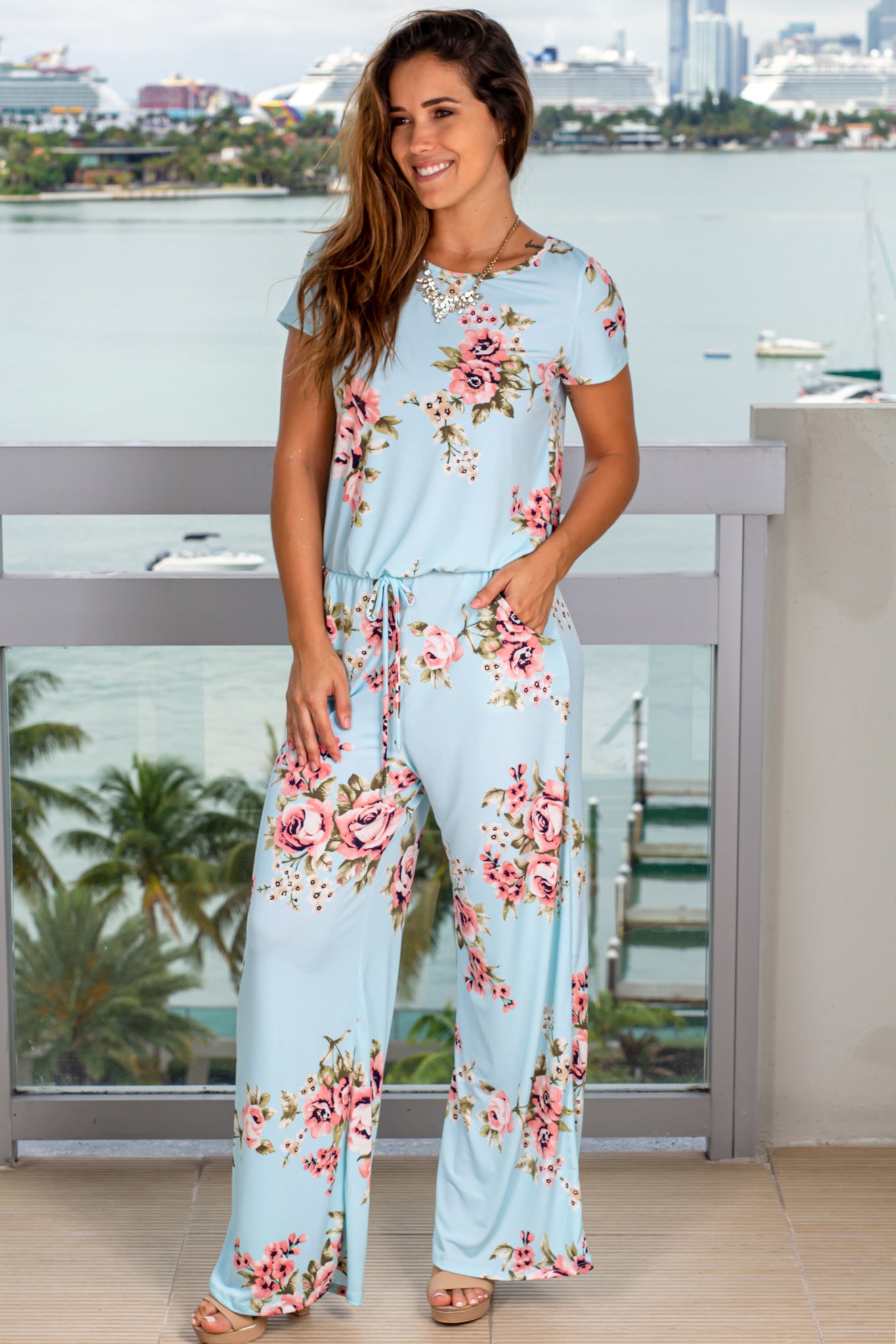 Mint Floral Jumpsuit with Sleeves | Jumpsuits – Saved by the Dress