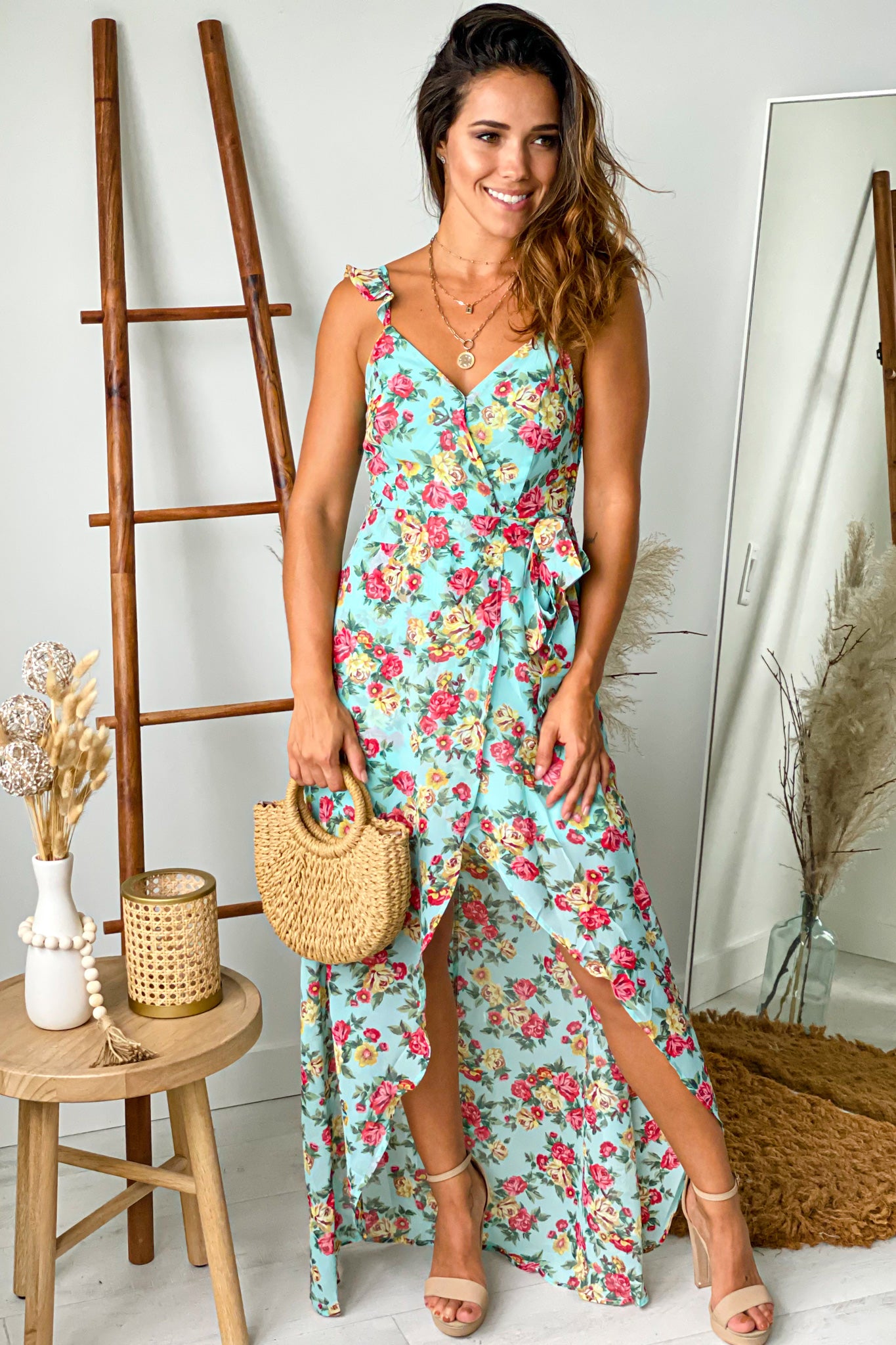 Mint Floral High Low Wrap Dress | Online Boutiques – Saved by the Dress