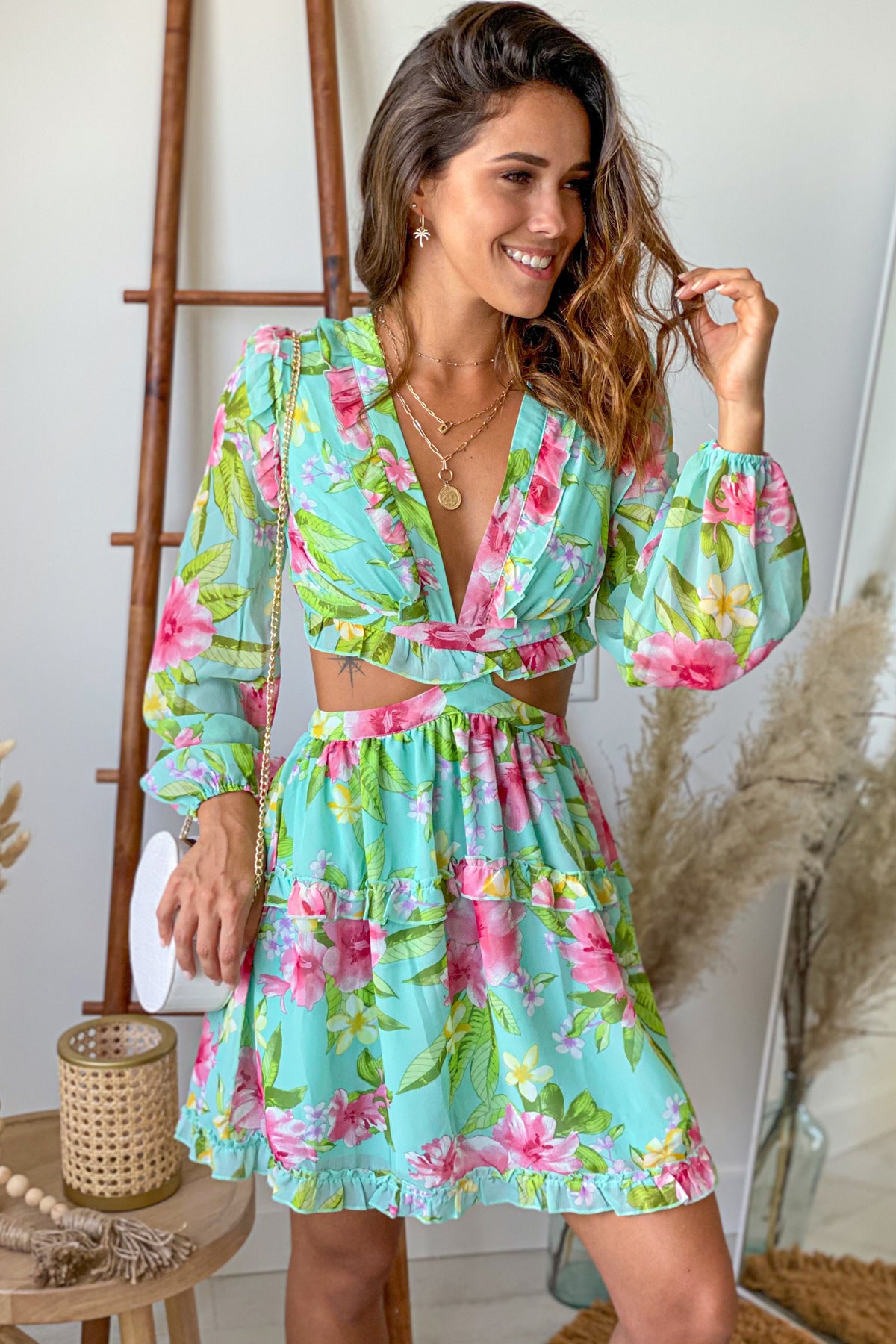 Mint Floral Ruffled Short Dress | Short Dresses – Saved by the Dress