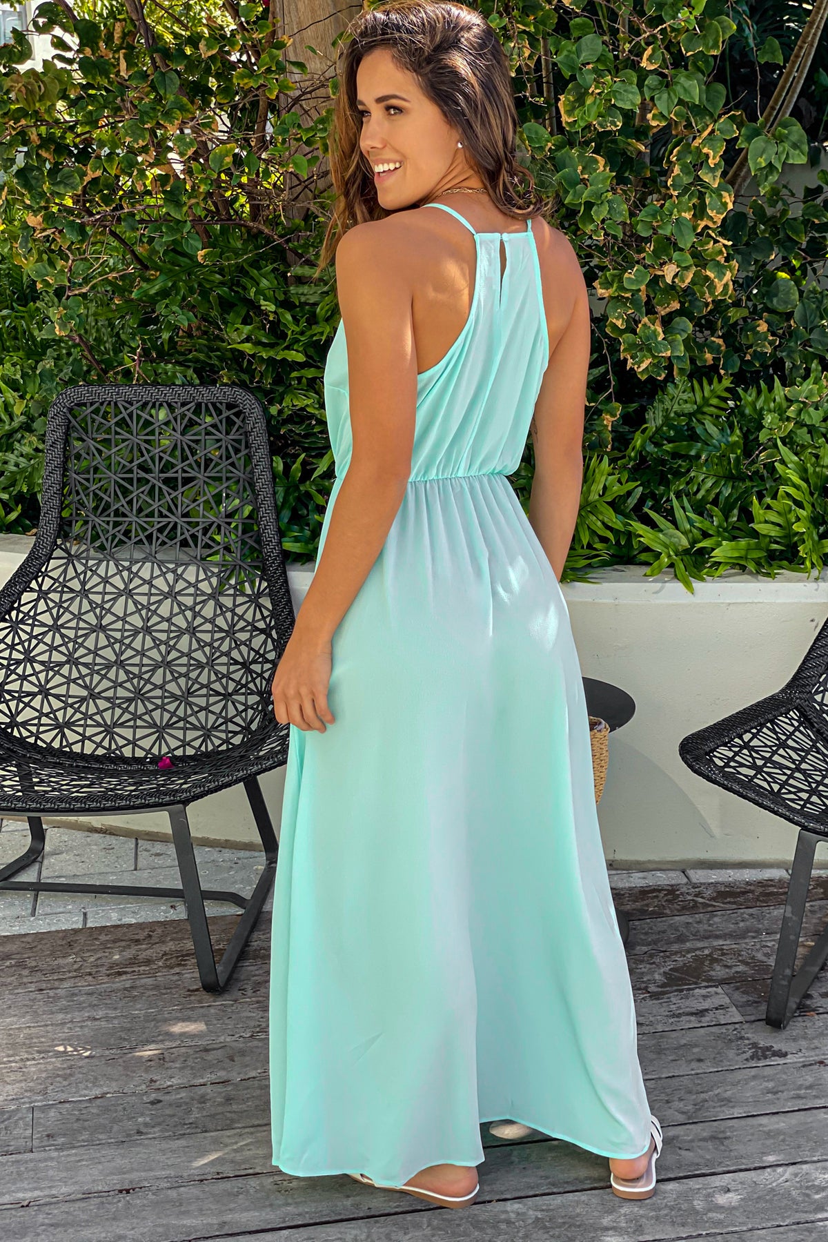 Mint Sleeveless Maxi Dress With Slit | Maxi Dresses – Saved by the Dress