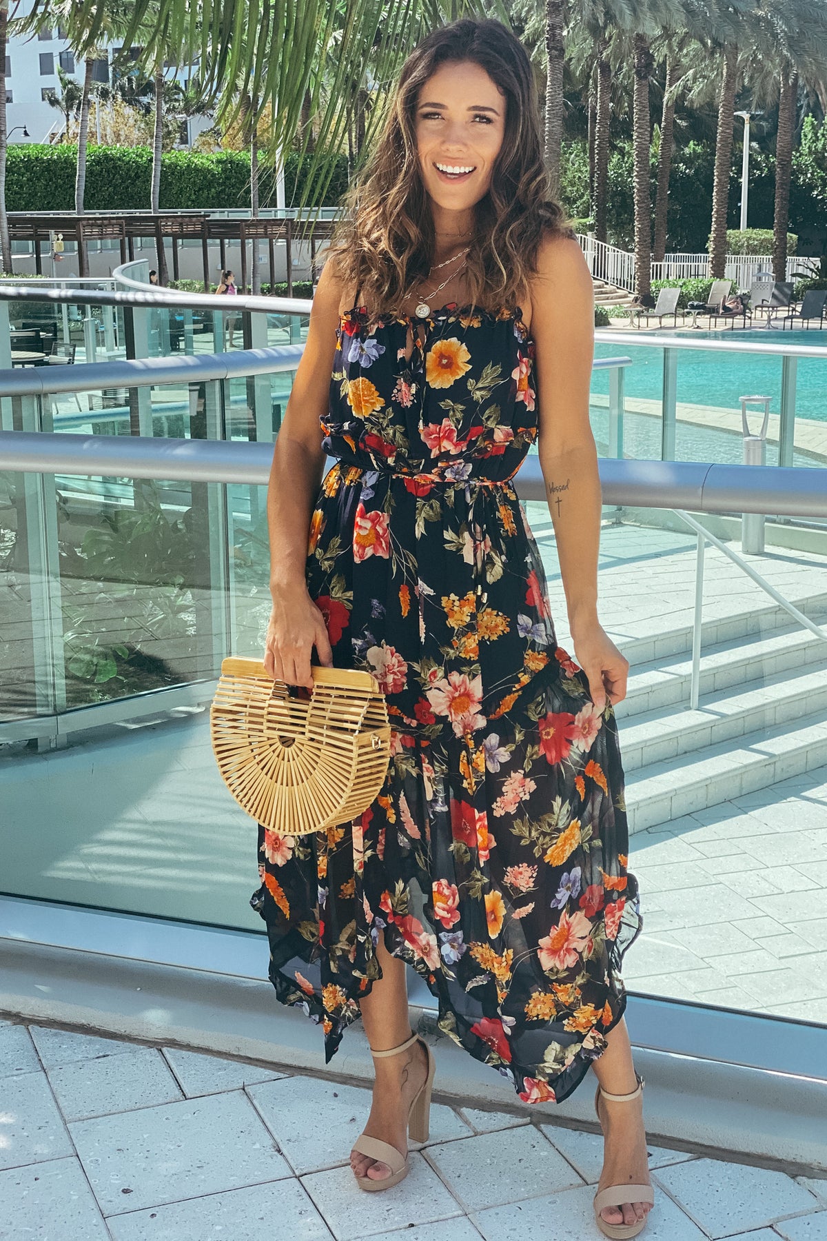 Navy Floral Asymmetrical Dress | Maxi Dresses – Saved by the Dress