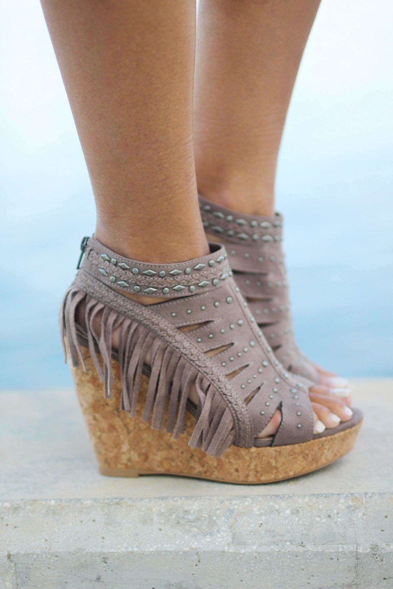 Frolic In Fringe Taupe Wedges Fringe Wedges Wedges Saved by the Dress