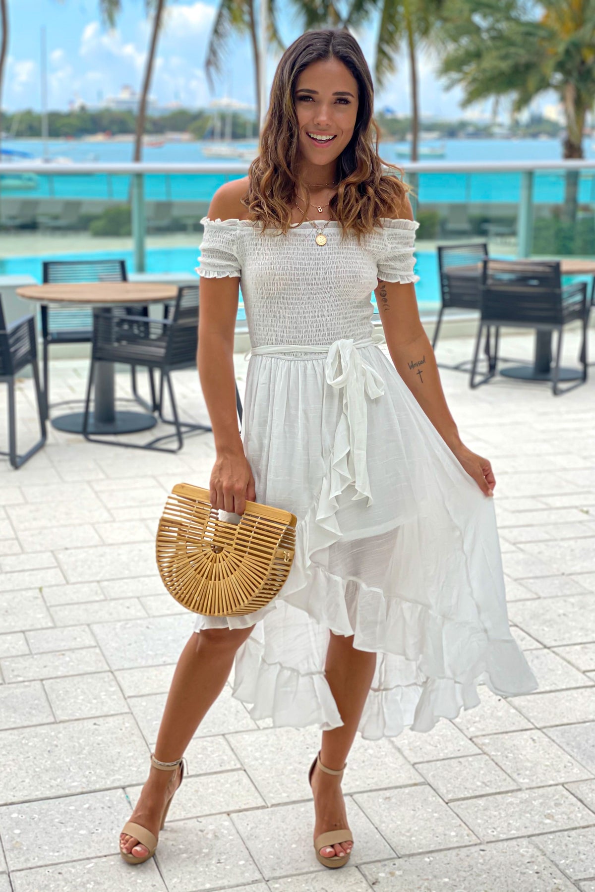 Off White Off Shoulder High Low Dress | Cute Dresses – Saved by the Dress
