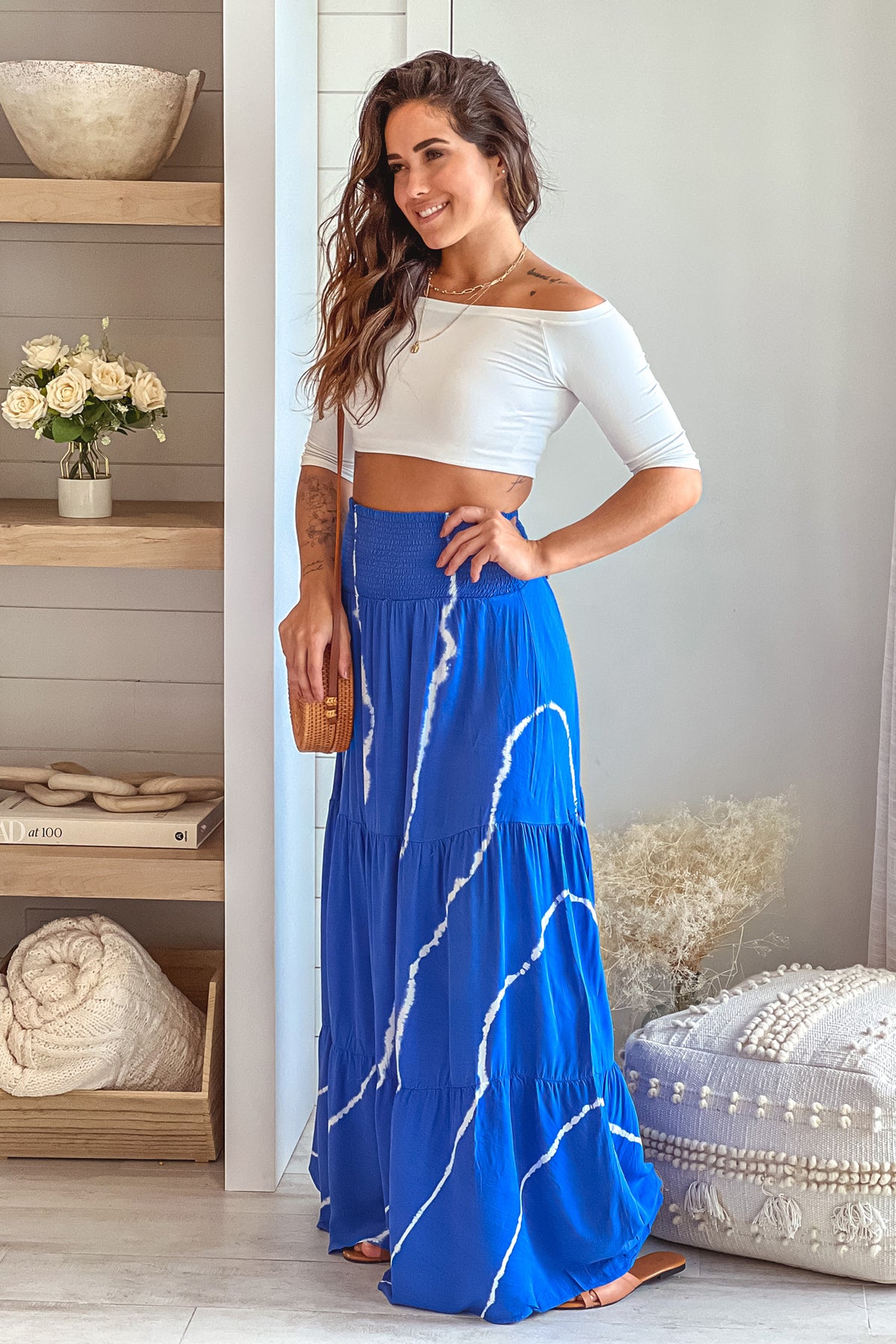 Royal Blue Tie Dye Maxi Skirt | Skirts – Saved by the Dress