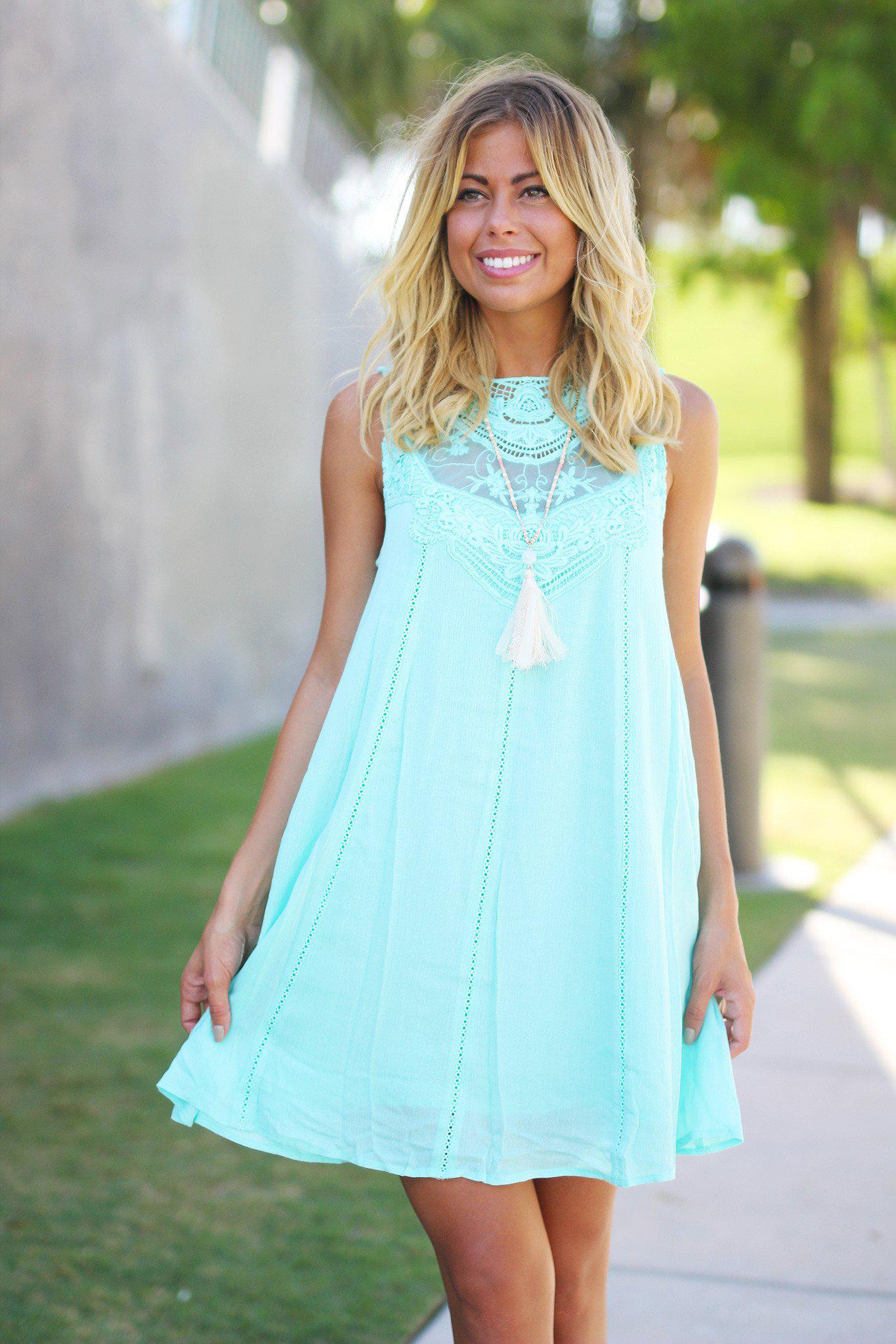 Mint Lace Short Dress – Saved by the Dress