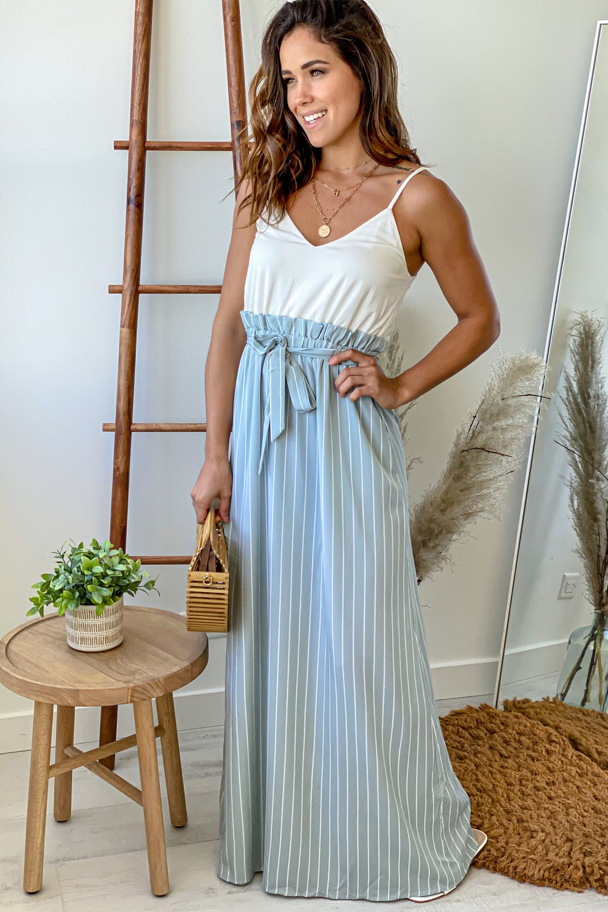 White and Light Blue Striped Maxi Dress | Maxi Dresses – Saved by the Dress
