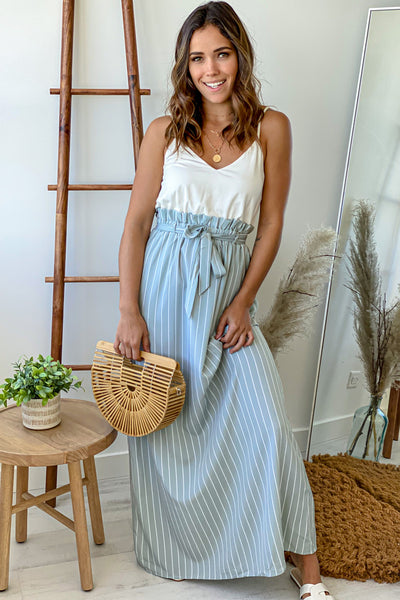 White and Light Blue Striped Maxi Dress | Maxi Dresses – Saved by the Dress