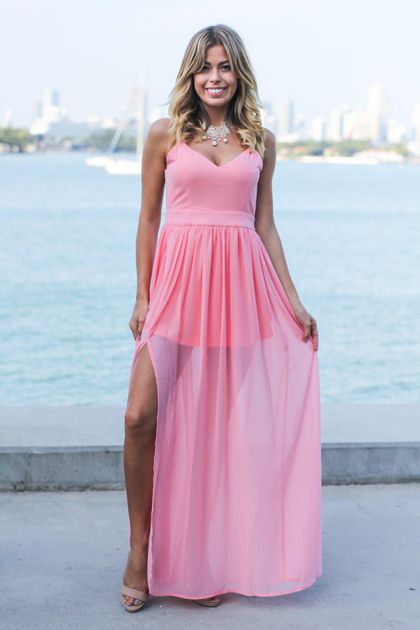 womens blush maxi dress